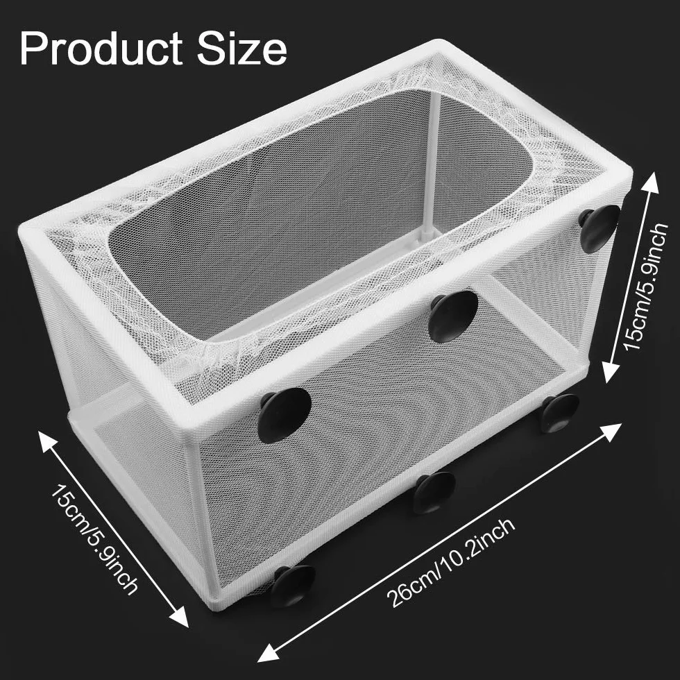 Incubadora de Peces de Acuario 2 Piezas Caja de Aislamiento de Peces, Red de Aislamiento para Acuarios con ventosa, para peces bebé, 26 x 15 cm