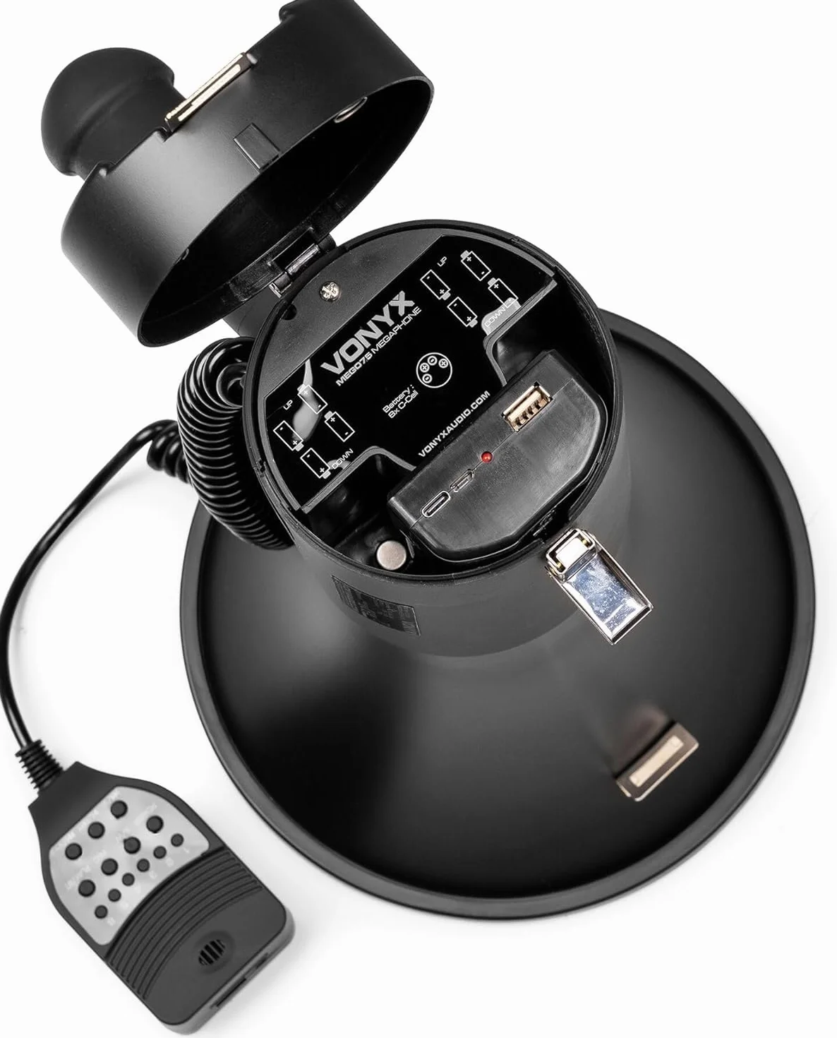 Vonyx MEG075 Megáfono Bluetooth Portátil 75W, Reproductor MP3, Batería Recargable, Negro