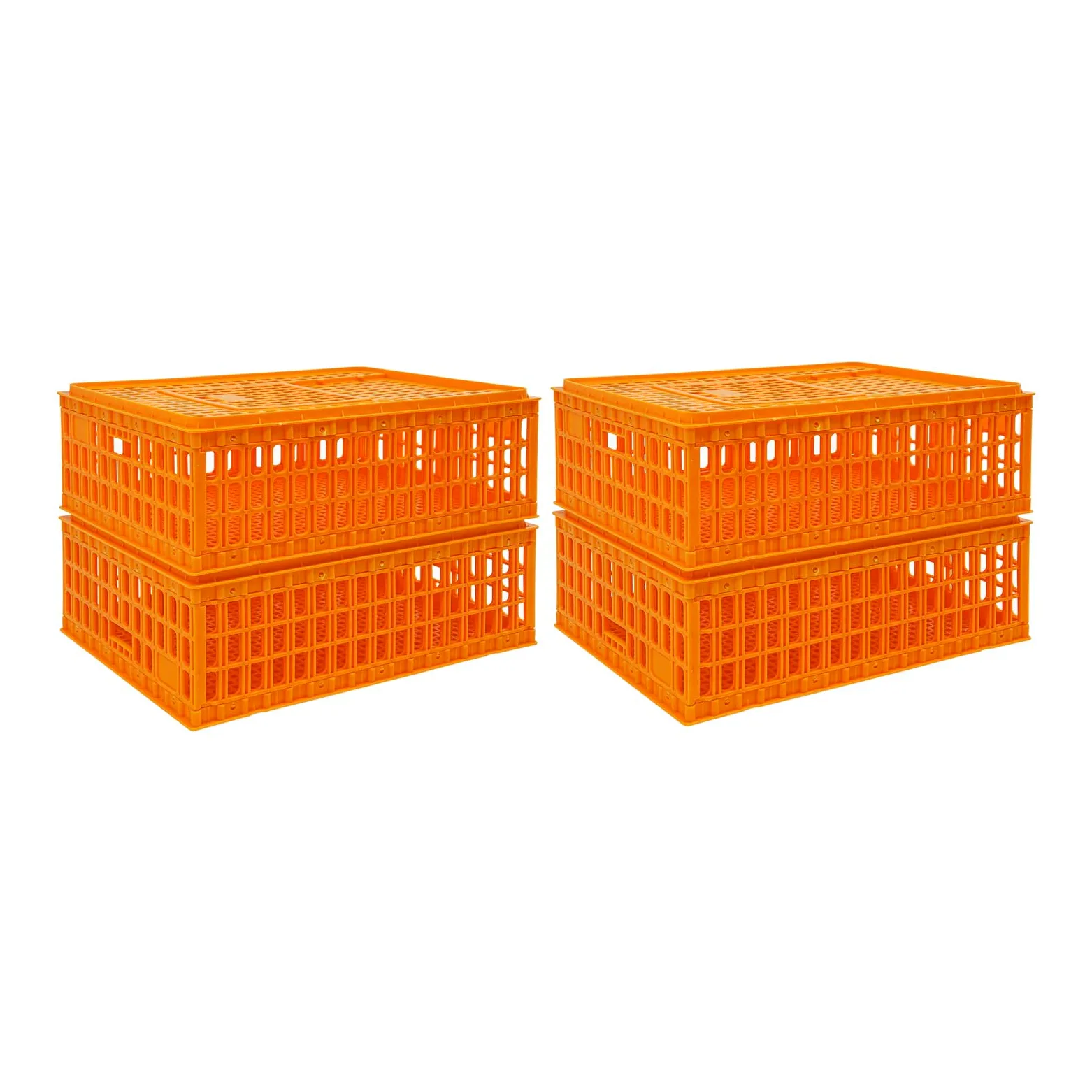 4 unidades de transporte para aves de corral, jaula de transporte de pollo con puerta corredera y asas de transporte, cesta para aves de corral, pollo, pájaro, pato, ganso, capacidad de carga de 200