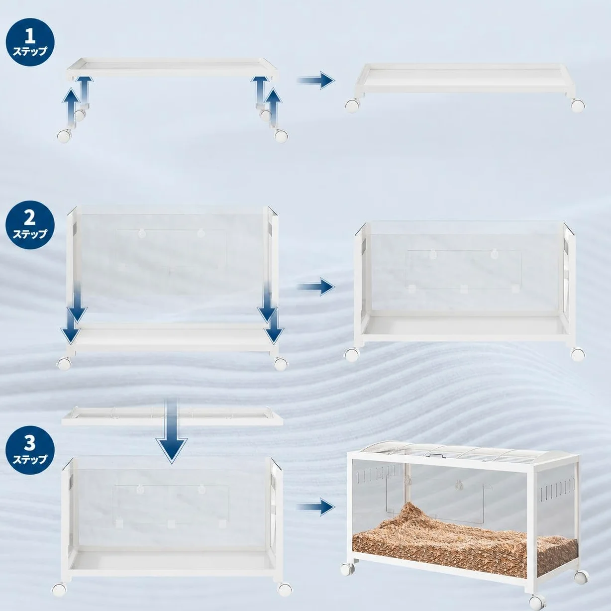 Jaula para hámster con ruedas grande, metal blanco, 96 x 47 x 50 cm | Montaje rápido y fácil, paneles transparentes para una visión completa, adecuado para hámsters cobayas, jerbos,