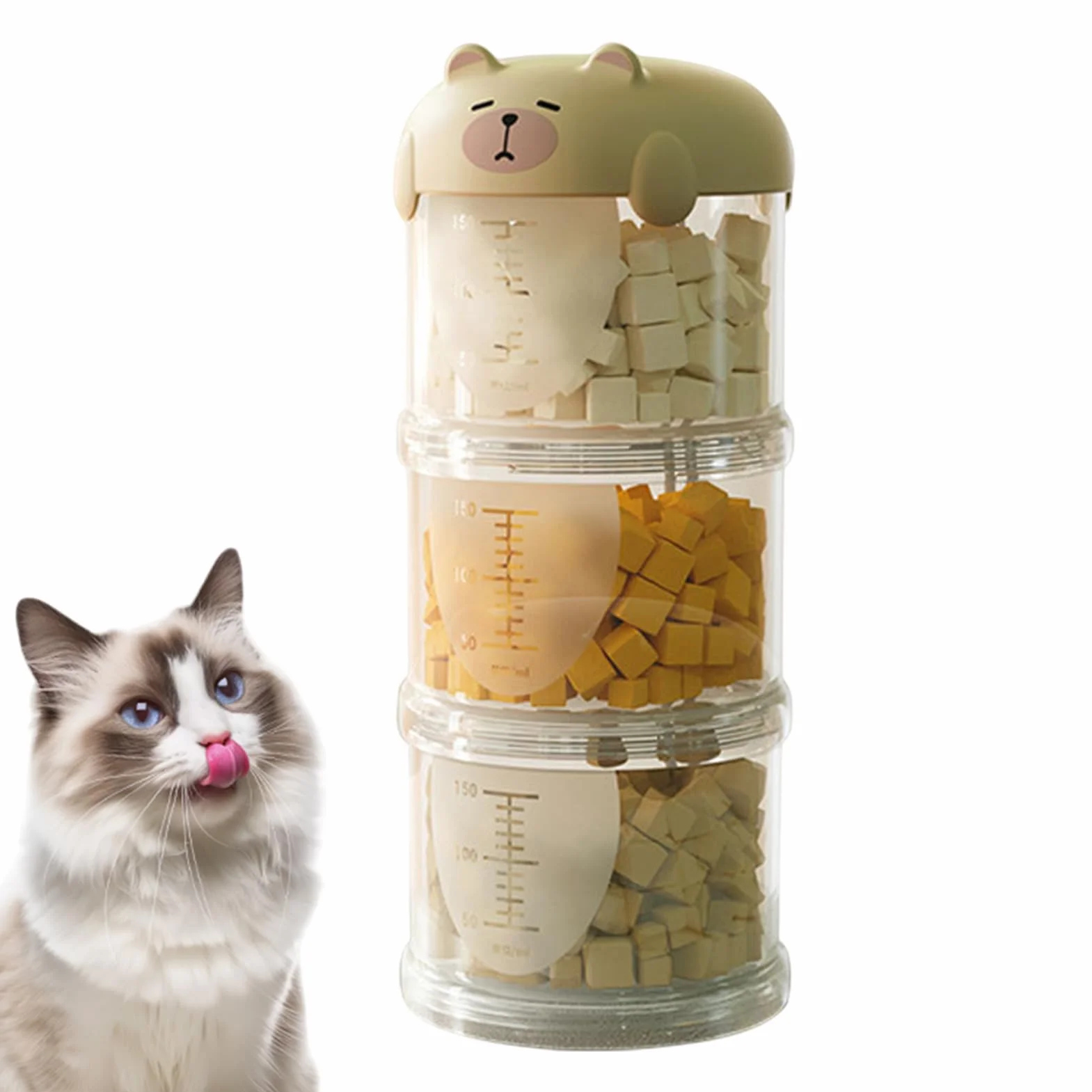 Almacenamiento de golosinas para perros, pequeño recipiente portátil para golosinas, tarro de galletas decorativo apilable, diseño conveniente para despensa de cocina, uso en viajes al aire