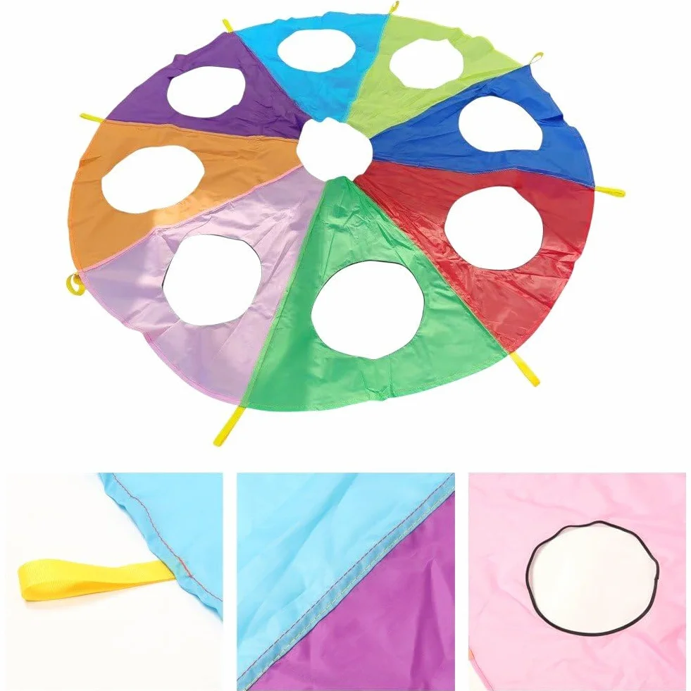 Paracaídas para Niños con Agujeros, Juguete Arcoíris, Equipo de Juego al Aire Libre