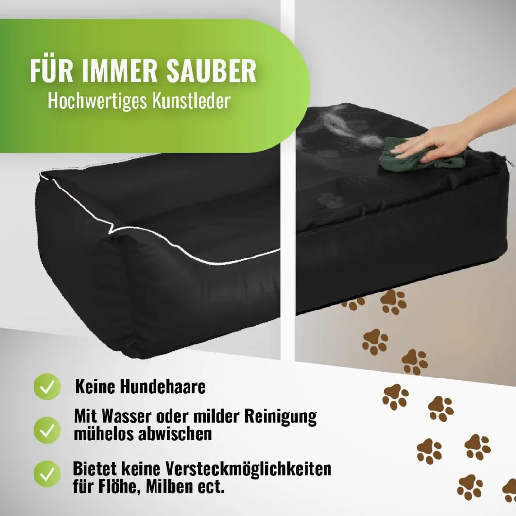 Cama para perros CopcoPet Rocco 2 en 1, impermeable y de piel sintética, con colchón de plástico para perros con espuma de copos o espuma viscoelástica ortopédica