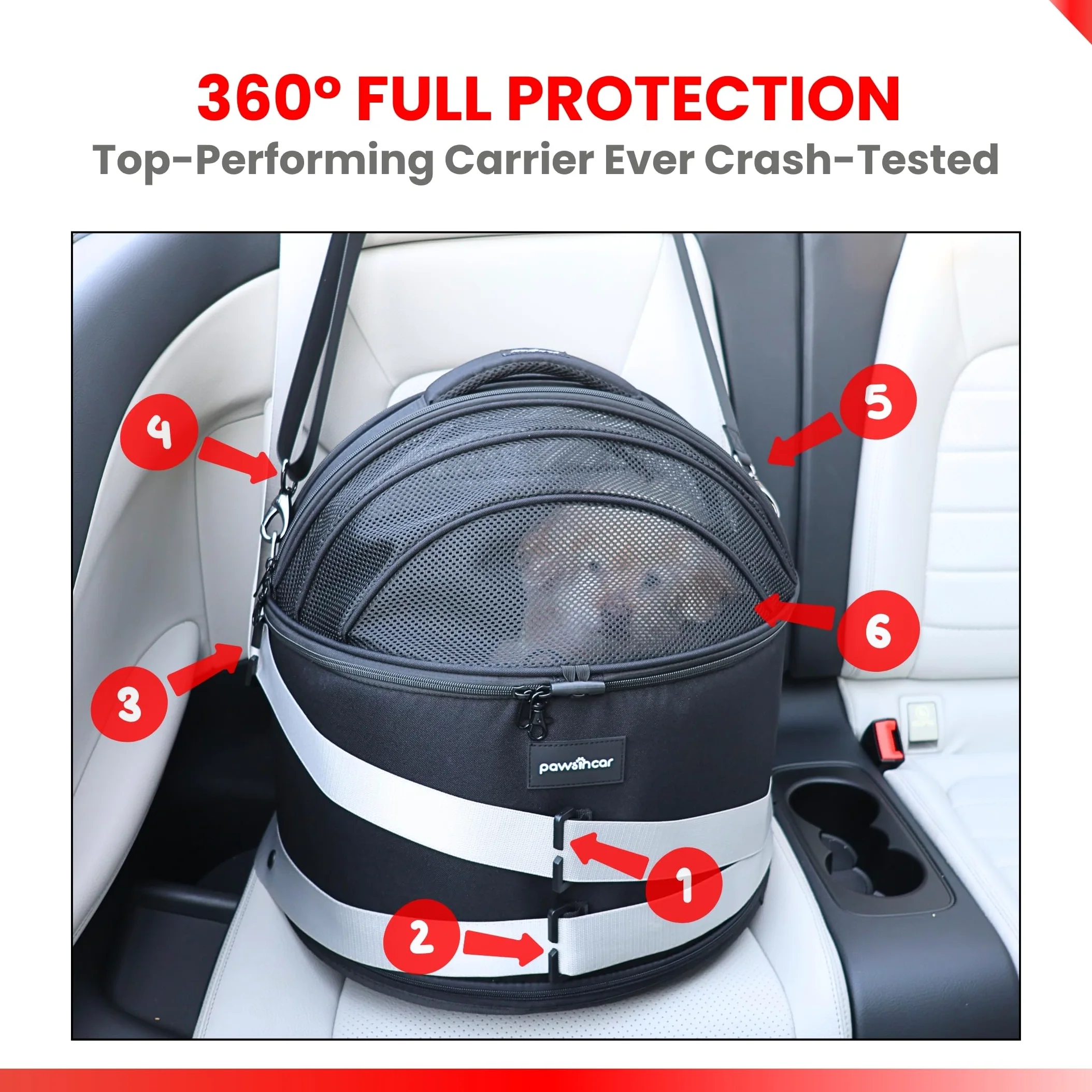 Asiento de coche portátil 3 en 1 para perros pequeños, cama para gatos y transportador de mascotas, certificado CPS para protección contra choques y viajes seguros (negro)