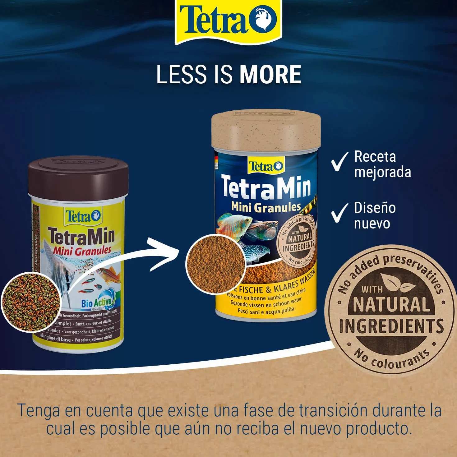 TetraMin Mini Granules - alimento en forma de gránulos de grano fino para los peces ornamentales más pequeños , mezcla equilibrada para peces sanos y agua clara, lata de 100 ml