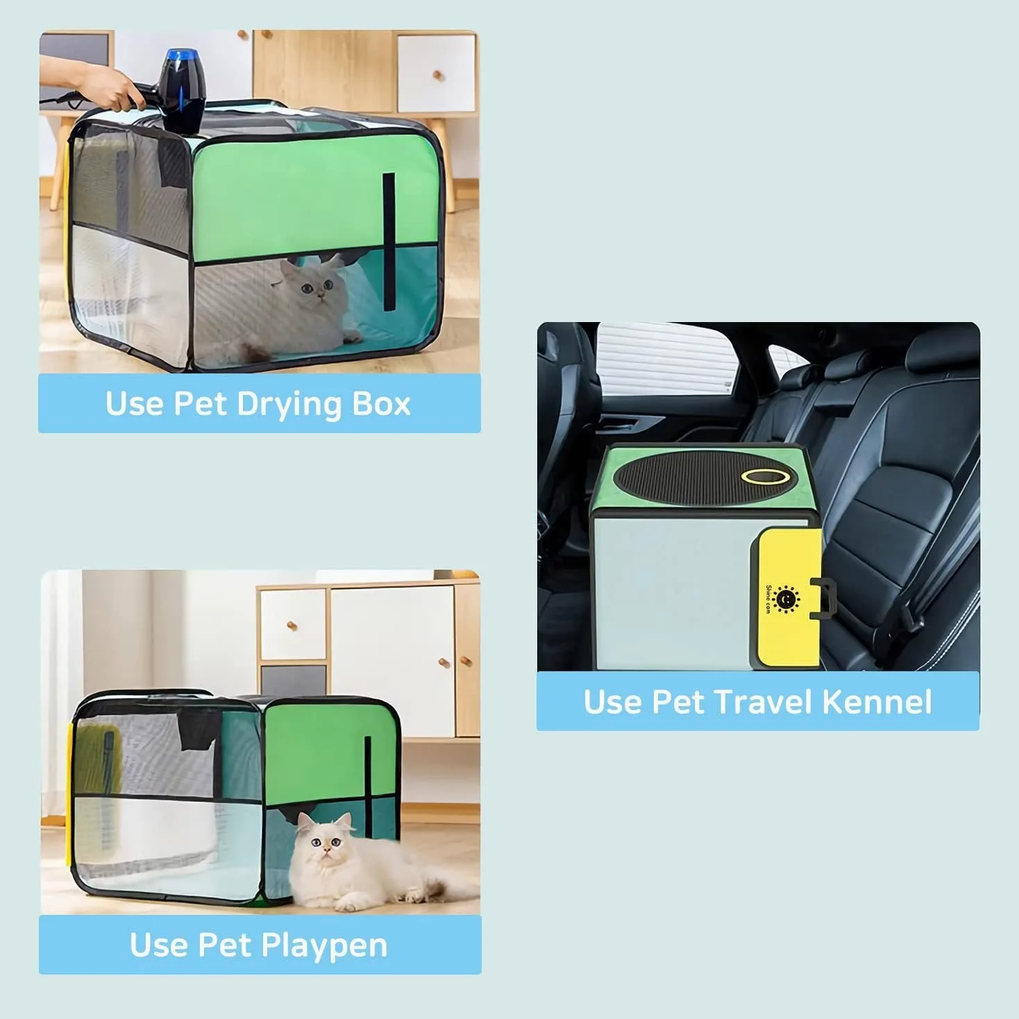 Caja De Secado para Mascotas, Portátil, Plegable, para Mascotas, Secador De Pelo para Mascotas, Aseo Limpio, Secador De Casa, Jaula para Perros Y Gatos, Caja De Secado, Bolsa De Viaje De Lado Suave