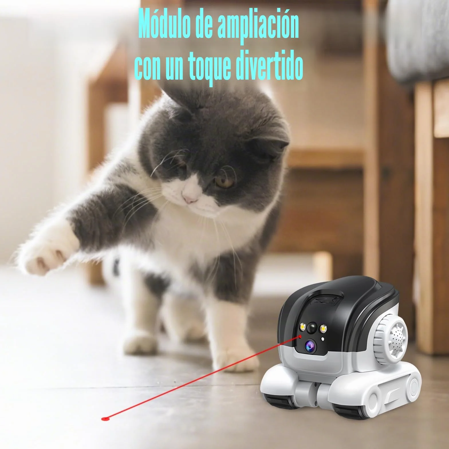 Robot Camera, 1080P Duales Cámara Robot para Mascotas con Audio 2 vías, Visión Nocturna, Reconocimiento de Movimiento, Grabación de vídeo, Control de Aplicaciones para Gatos, Perros, Bebé