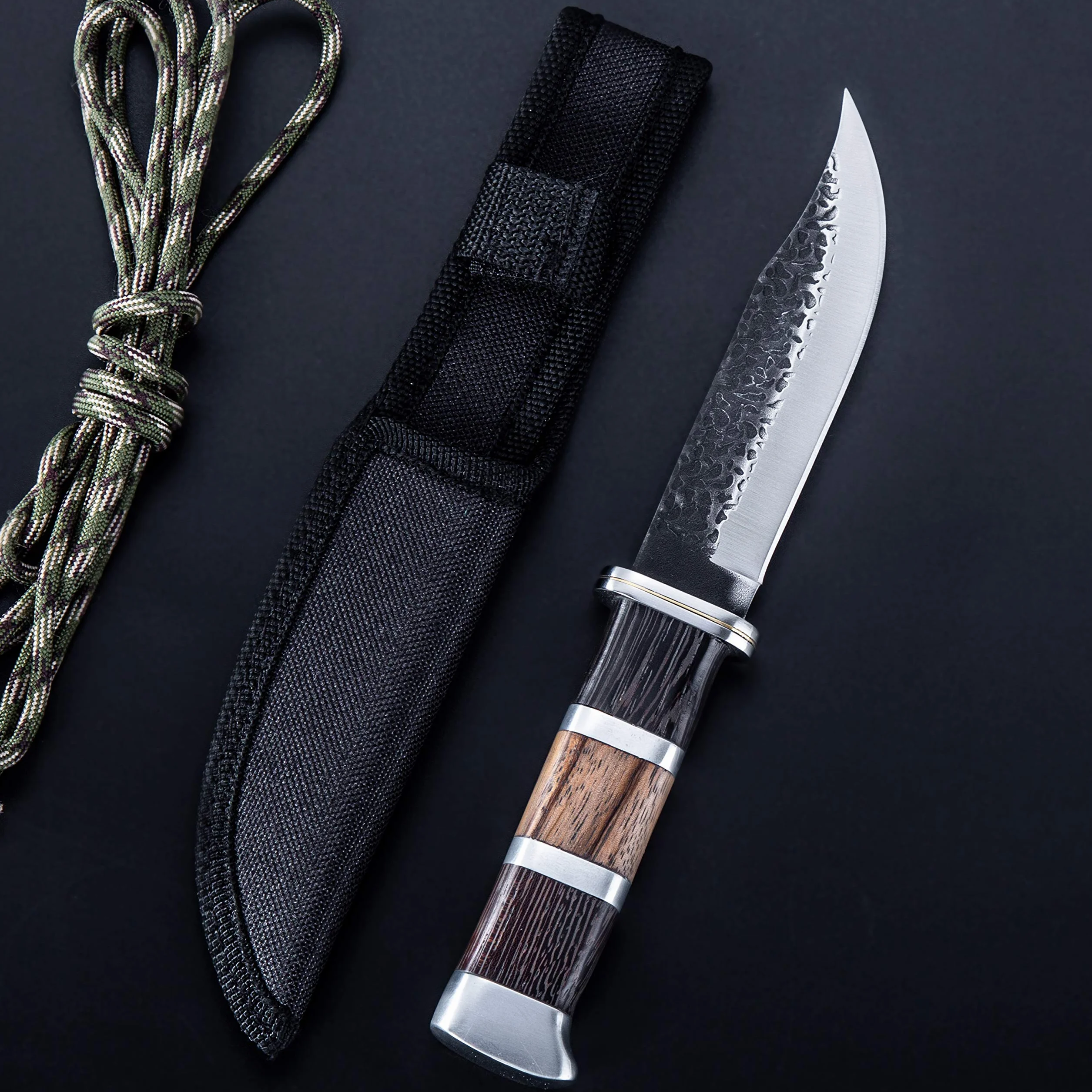 Hobby Hut HH-353 Cuchillo de caza con vaina hoja fija marrón