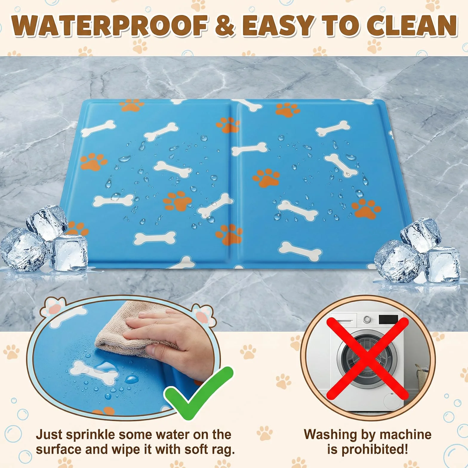 Qoosea Alfombra Refrescante para Perro Gato, Manta Refrigerante No Tóxicas para Animales Pet Cooling Mat, Plegable Alfombrilla de Refrigeración Automática Esterilla de Gel de Dormir Suave - 50 * 65CM