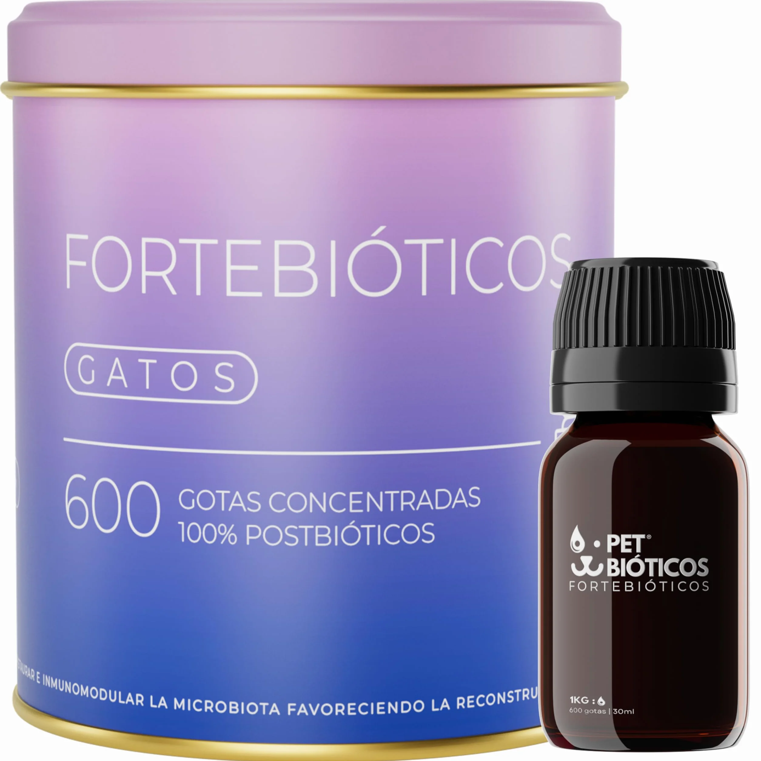 Fortebióticos Gatos 600 Gotas 30 ml – Postbiótico Alternativa al Probiótico y Probiotics con Taurina para Diarrea - Gastrointestinal - Taurina Gatos - Antidiarreico - Postbiótico
