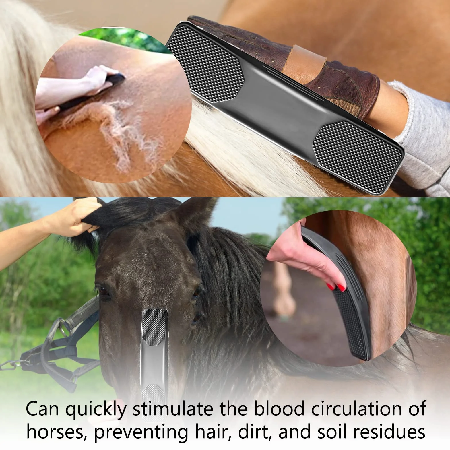 Cepillo para raíces de Caballos, 6 en 1, Cepillo de Caballo, Cepillo de Masaje para Caballos para Eliminar el Pelo seco y Suelto de Caballos y Perros Grandes