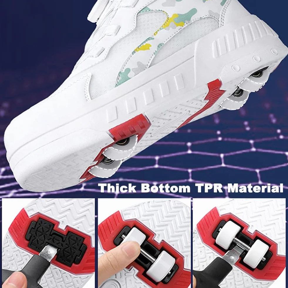 ENEN Zapatos con Ruedas Zapatillas con 4 Ruedas para Niños y Niña Exterior Patinaje Multifuncionales