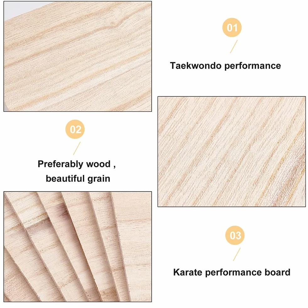 OLYCRAFT 12 tablas de madera karate 29,6 x 20 cm 3,5 mm accesorios entrenamiento