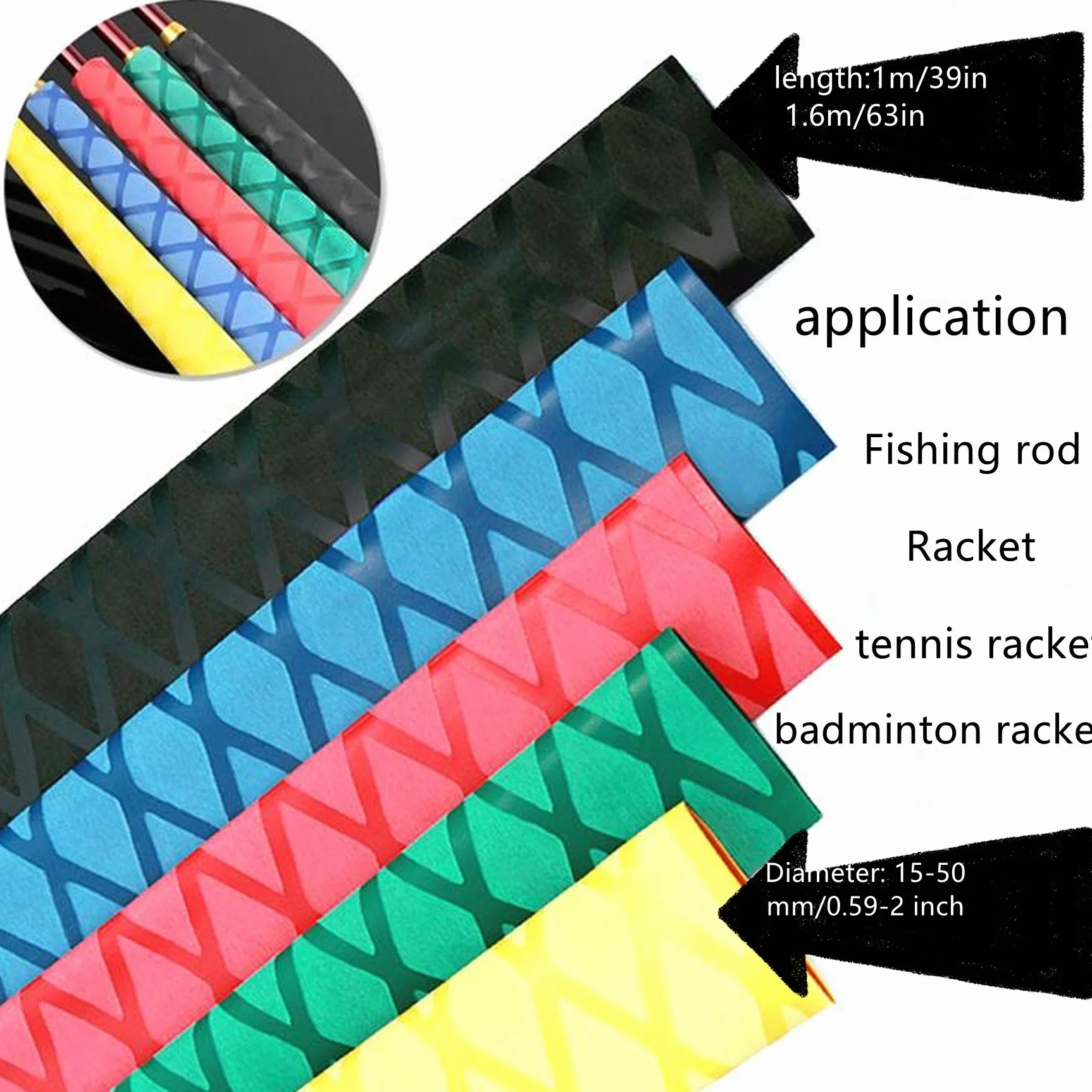 Tubo de Envoltura termorretráctil X-Tube Antideslizante Impermeable para Caña de Pescar y Mango