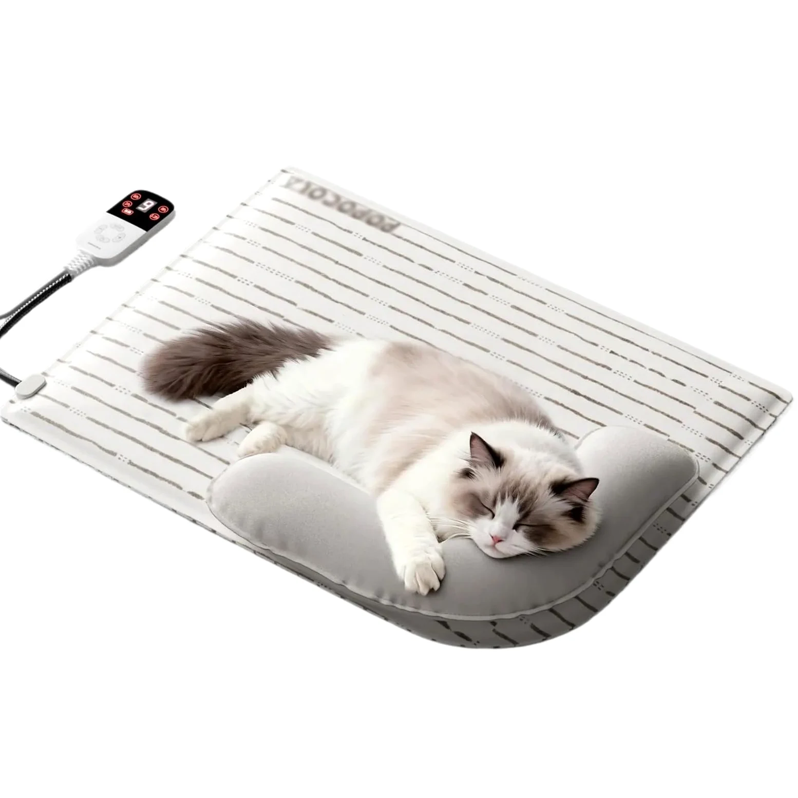 Esterilla Térmica para Mascotas con Almohada, Manta Termica Gatos, Control de Temperatura Inteligente, Impermeable y Duradera, para Gatos, Perros y Otras Mascotas(Large)