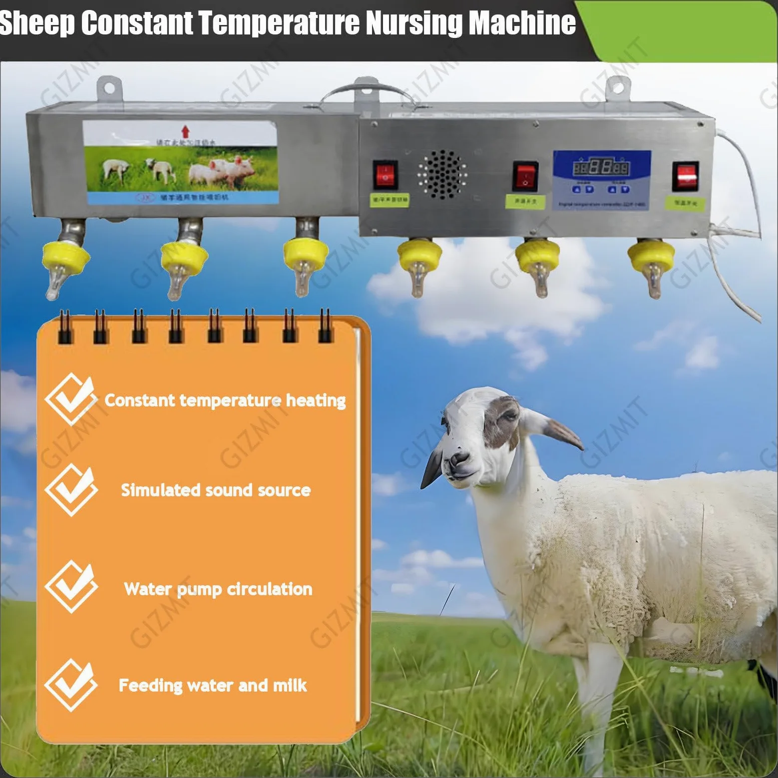 Alimentador automático de pezones para ganado, alimentador de leche y agua a temperatura constante, máquina universal para lecheros y lechones, 220 V, paquete de 6