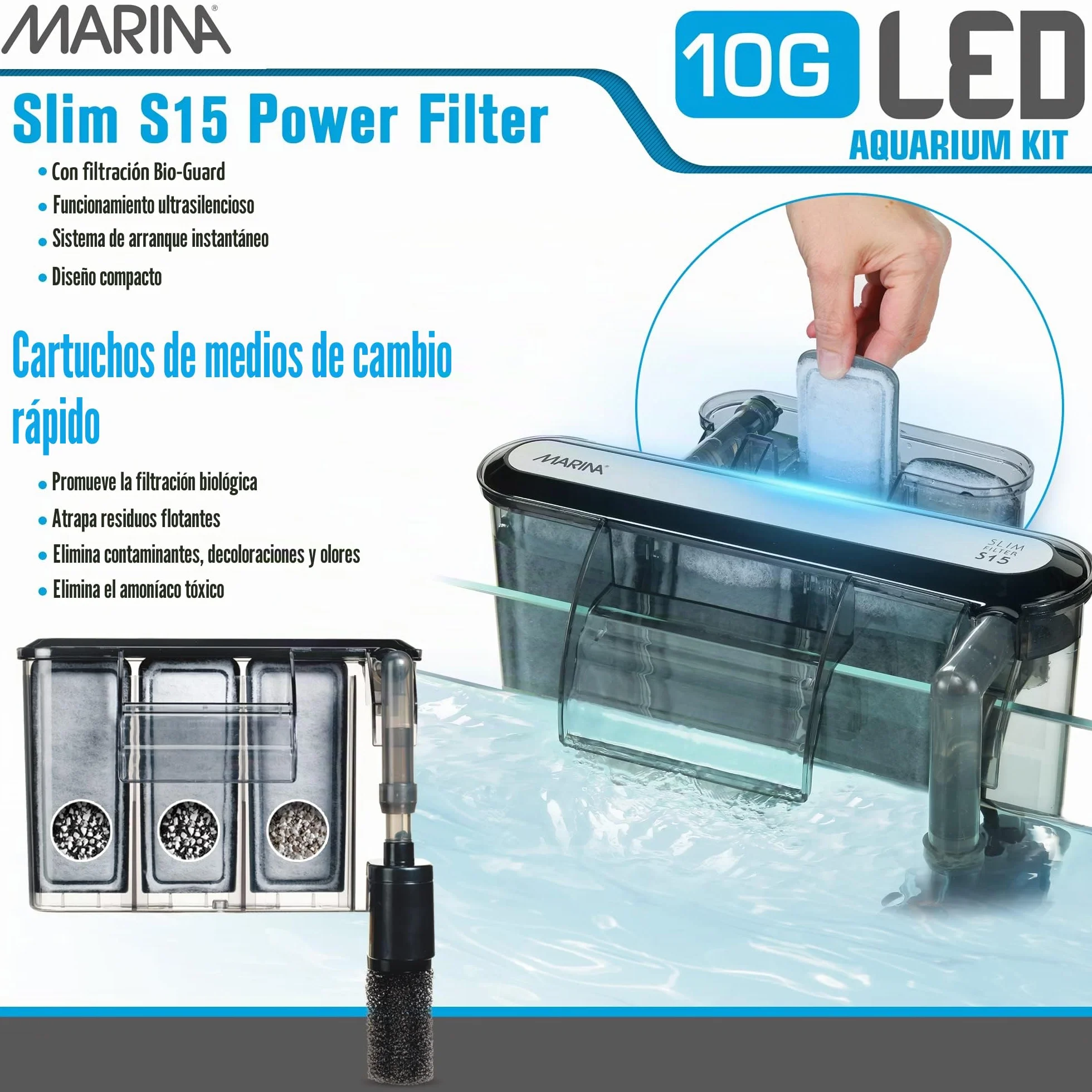 Marina 15256 - Kit de Acuario con Iluminación LED 10G, 38 L, Transparente