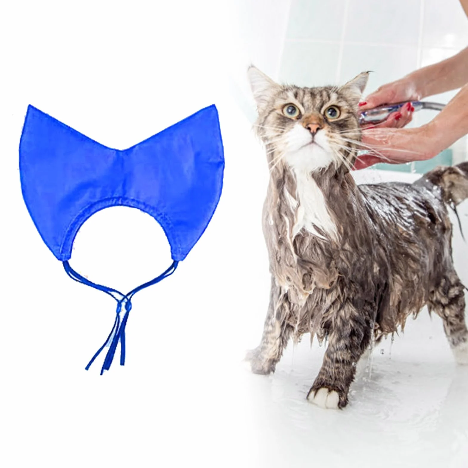 Gorros de baño impermeables para gatos de varios tamaños, cómodos sombreros de ducha protectores de oídos para mascotas para el hogar y salón de mascotas