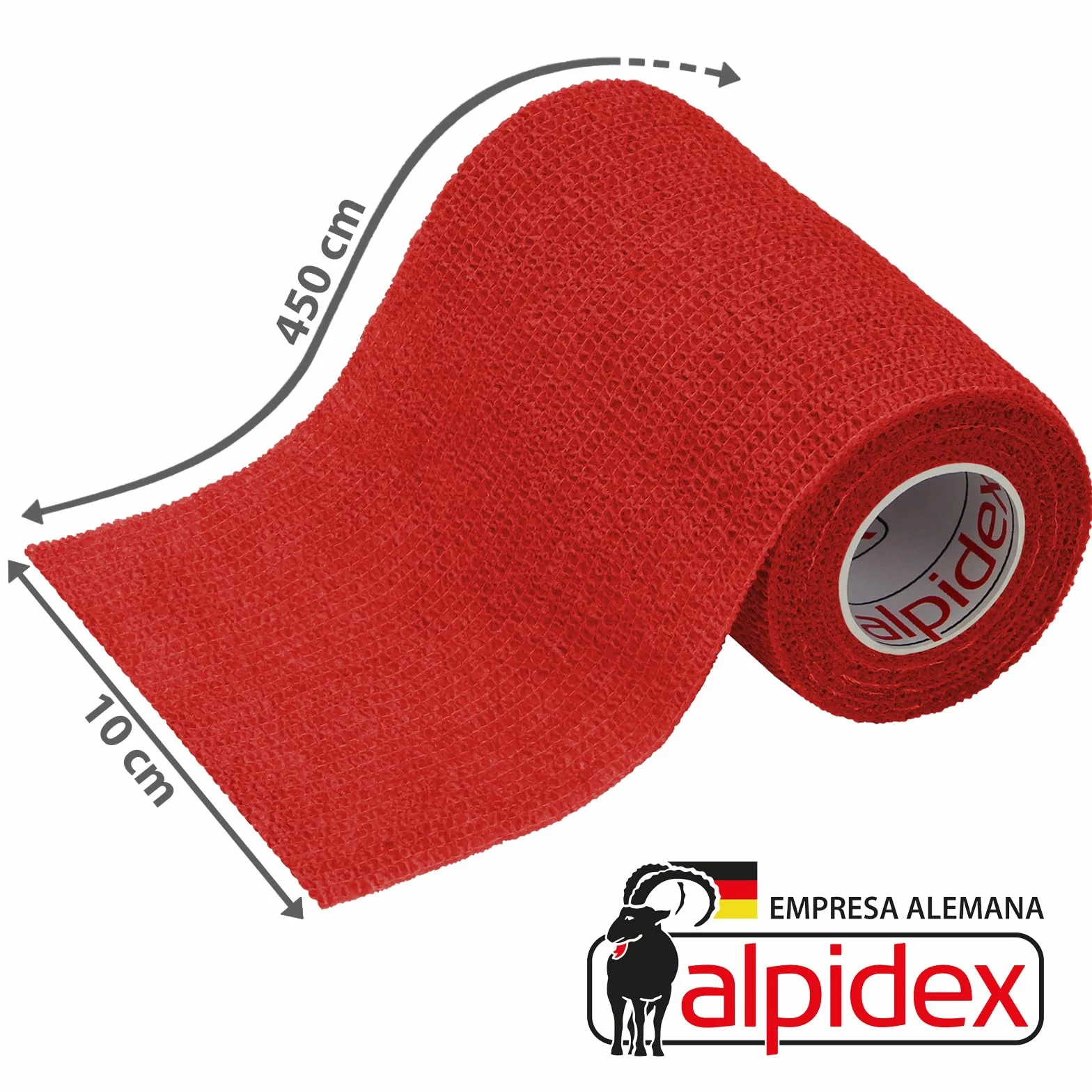 ALPIDEX 12 Rollos Venda Adhesiva 10 cm x 4,5 m Cohesiva Deportiva Autoadhesiva Rojo