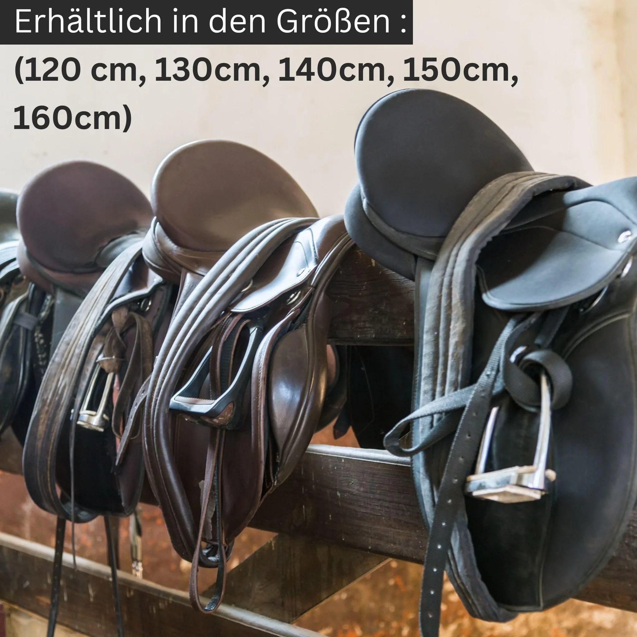Pferdelinis Correa para estribos de piel negra 130 cm – 160 cm