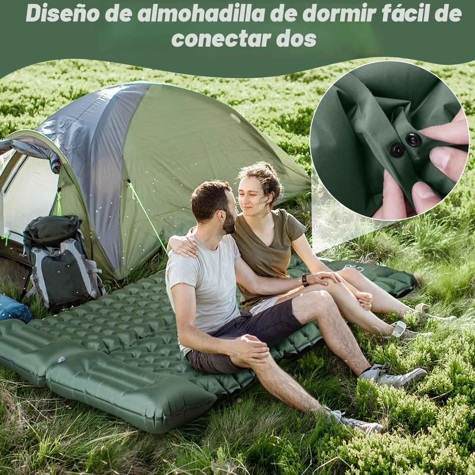 JATEKA Esterilla Camping Inflable Autoinflable Individual con Bomba de Pie y Almohada