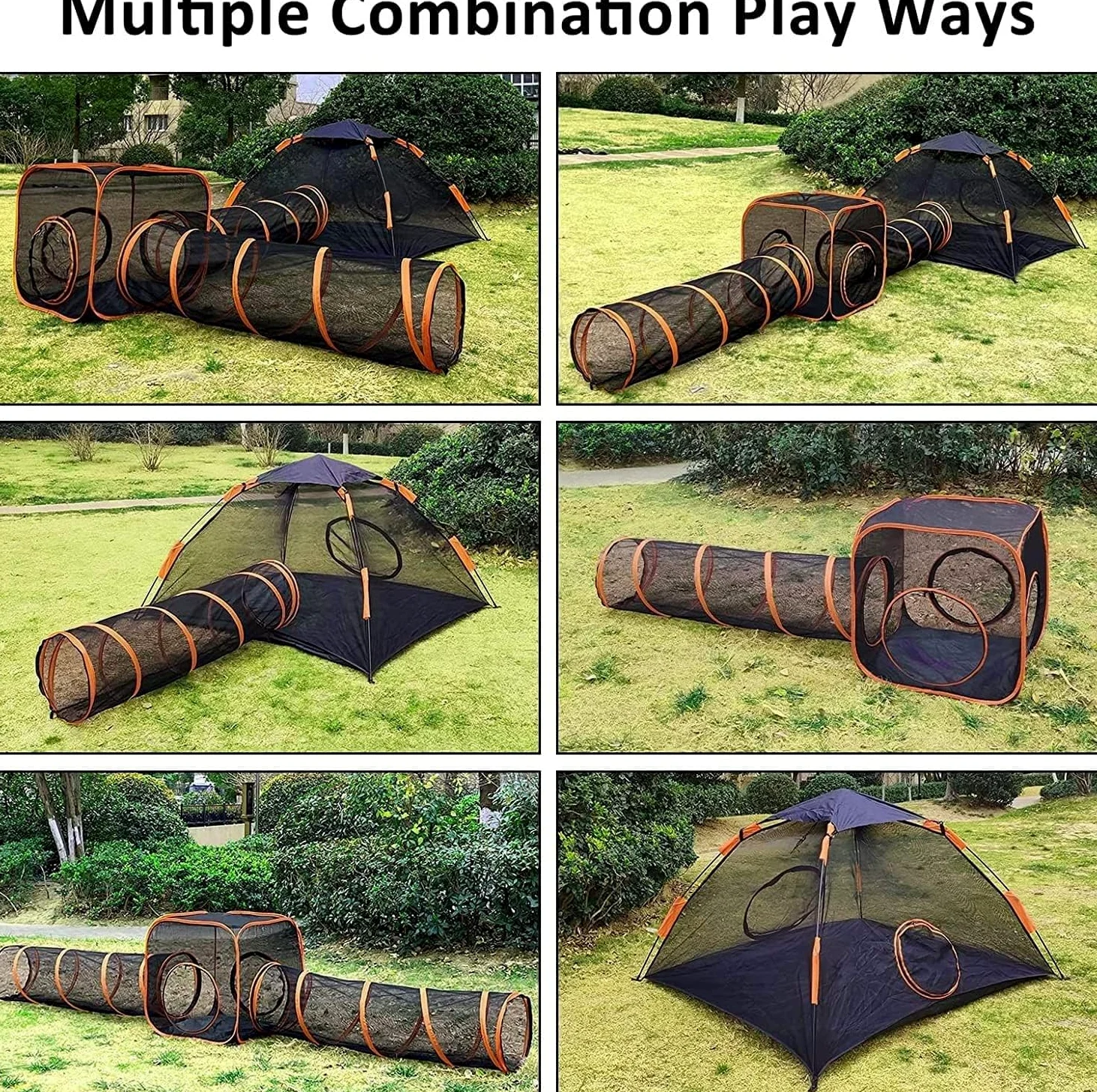 Tienda para Gatos 4 En 1 para Interior Y Exterior, Recintos para Gatos Al Aire Libre con Túnel De Gato, Parque Portátil para Gatos Carpas De Juego