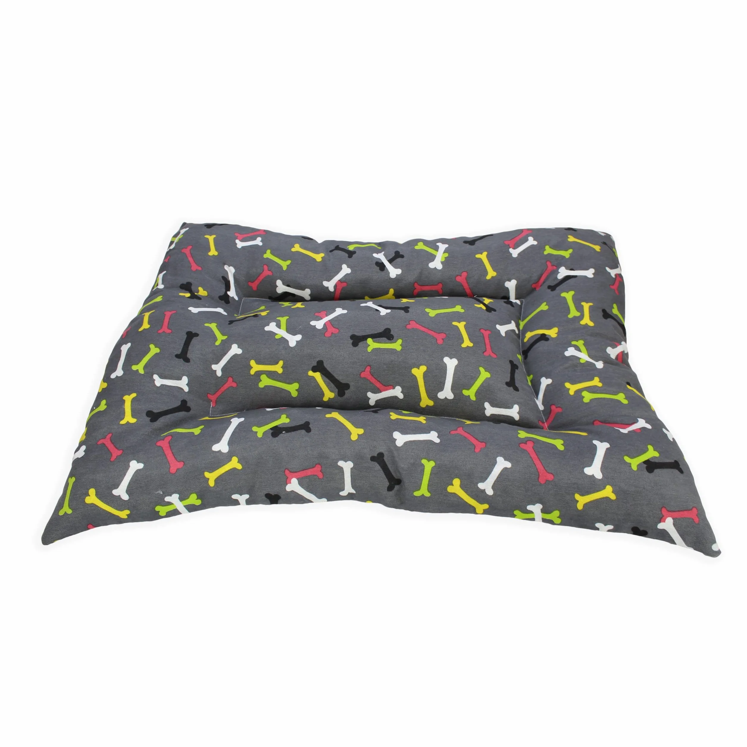 Acomoda Textil – Cama para Perros de Tela, Cama Perros Reversible y Lavable. Colchoneta Mascotas para Transportín y Hogar. (50x70, Huesos)