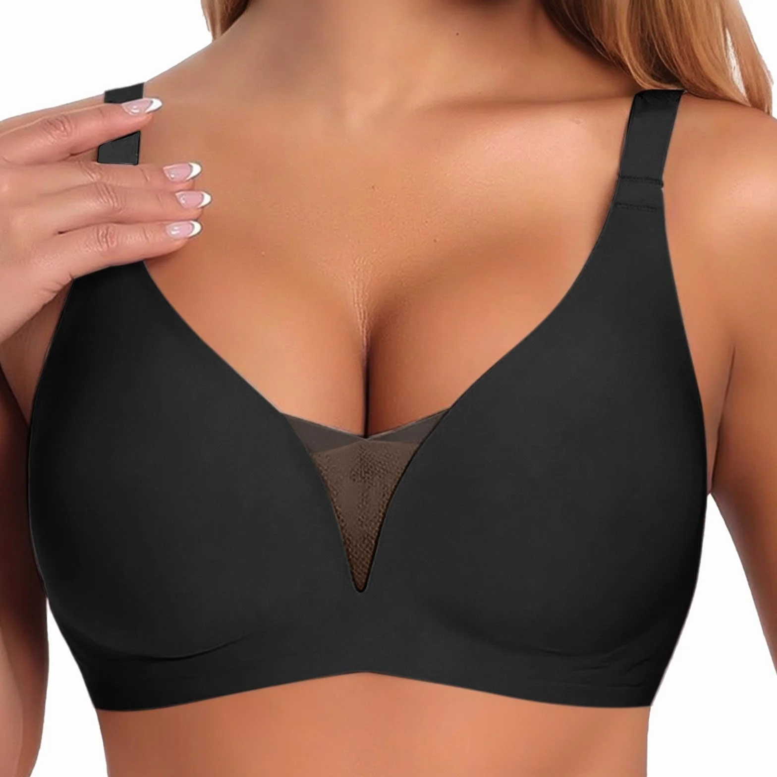 Genérico Sujetador Push Up Sin Escote en V Profundo para Mujer