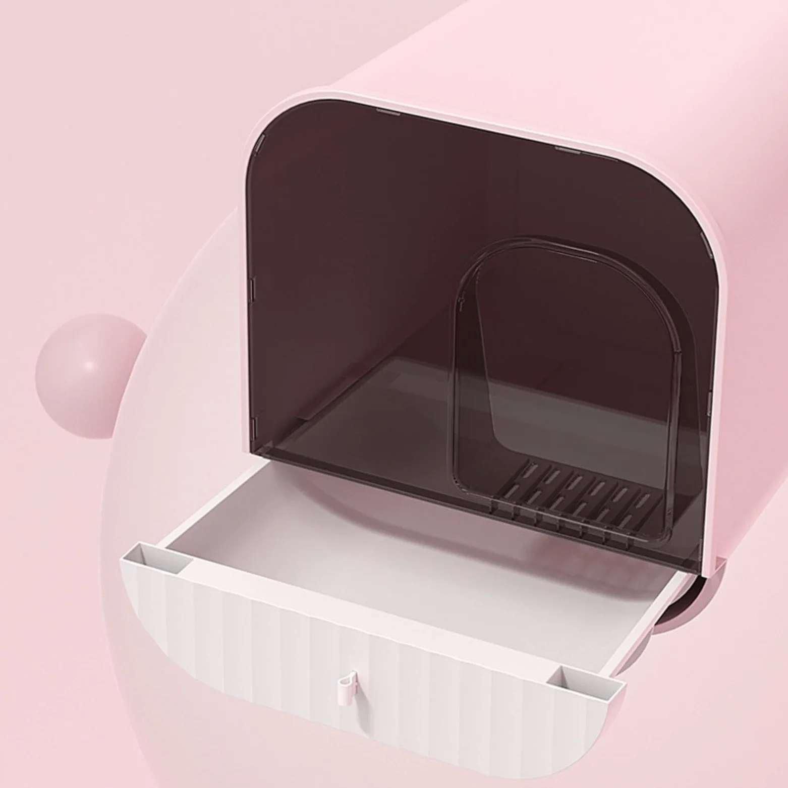 Caja de arena grande para gatos – Bandeja de arena esquinera para gatos – Inodoro profundo de plástico – Casa de arena para gatos – Control de olores y fácil limpieza – Gato dentro de 7,5 kg –