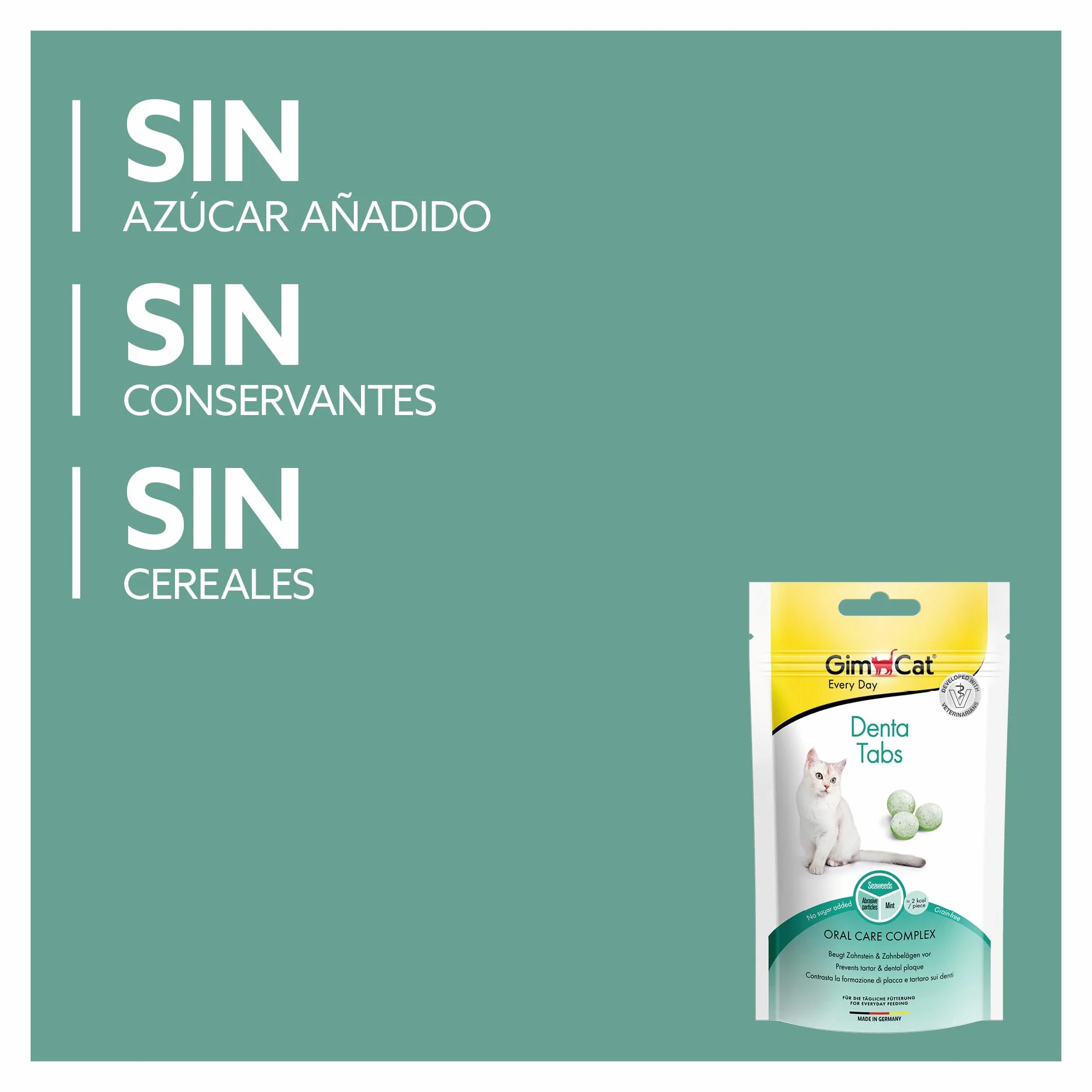 GimCat Denta comprimidos - Snack para gatos funcional que favorece el cuidado bucodental - Pack de 8 (8 x 40 g)