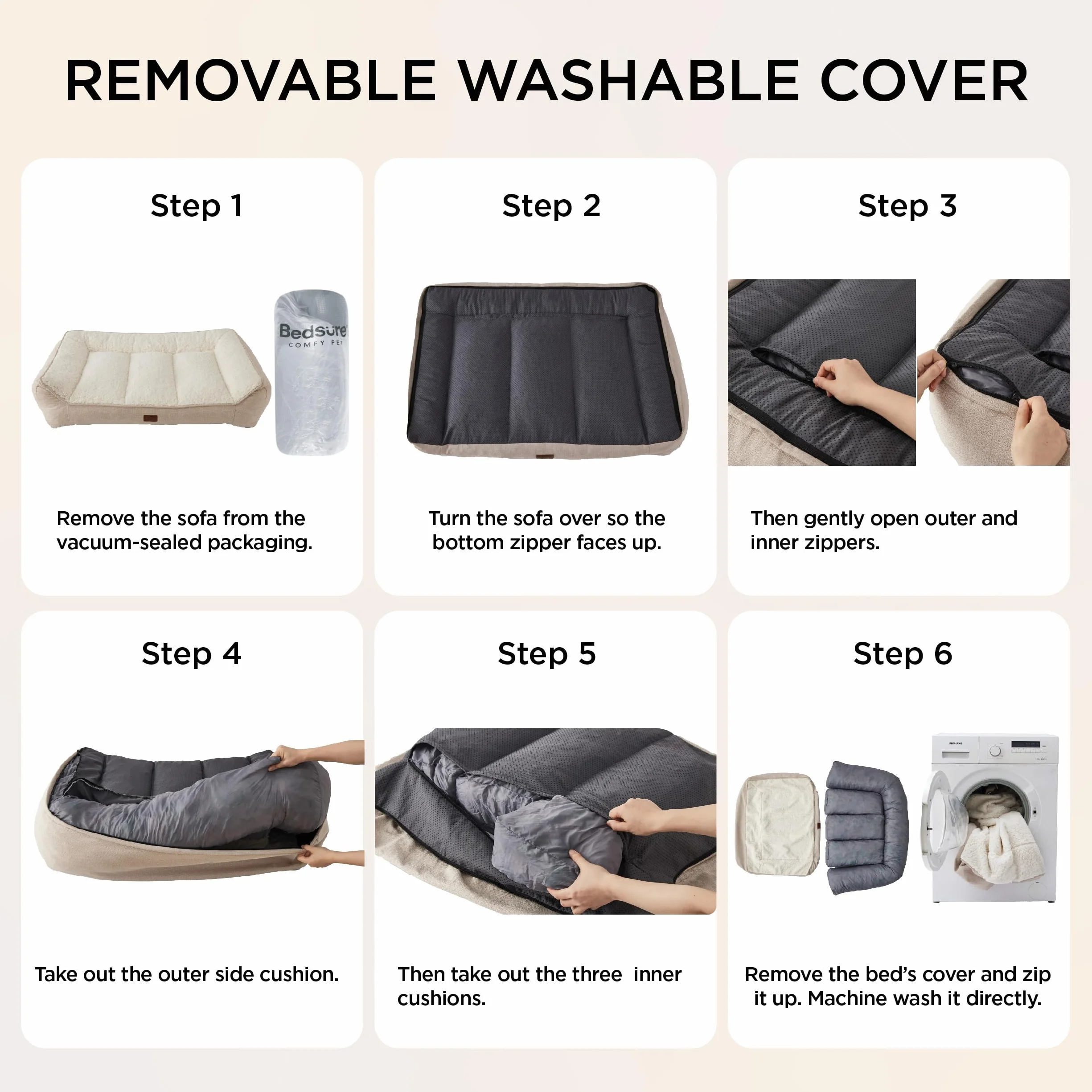 Bedsure Cama Lavable Perros Grandes - 106x76cm Sofá para Perro Extra Grueso y de Soporte con Funda Impermeable, Cama Antideslizante de Peluche Sherpa Suave, Gris Oscuro