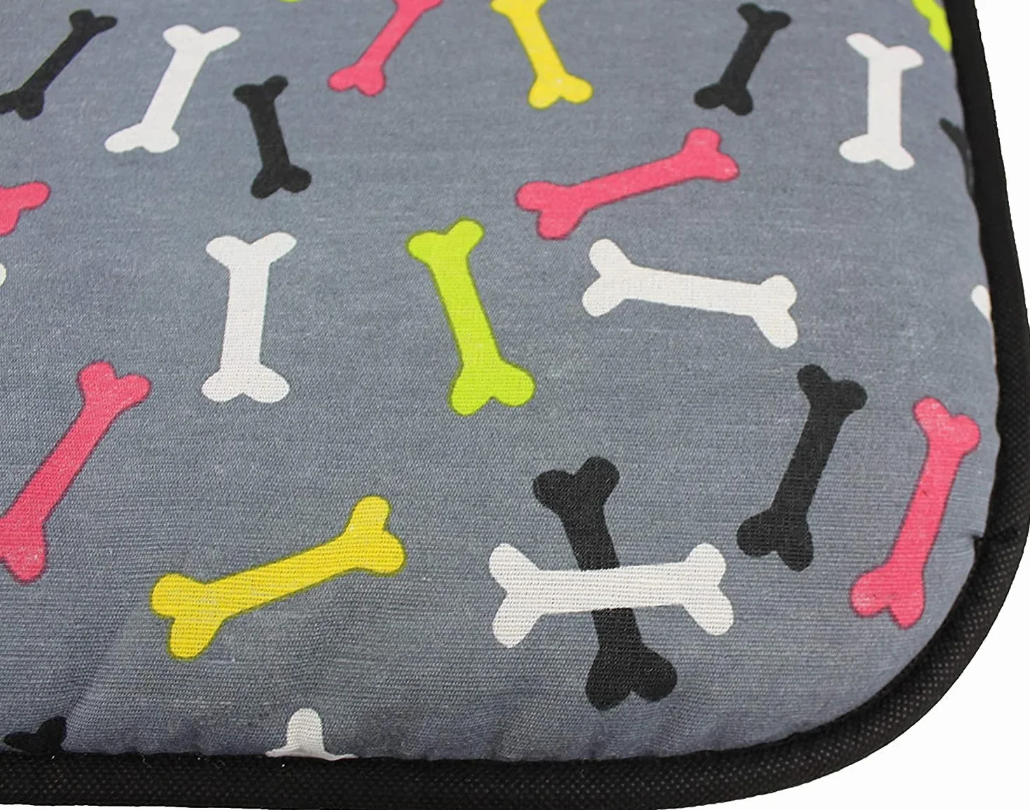 Acomoda Textil - Cama para Perros de Tela, Cama Perros Antideslizante y Lavable. Colchoneta Mascotas para Hogar y Transportin. (120x80 cm, Huesos)
