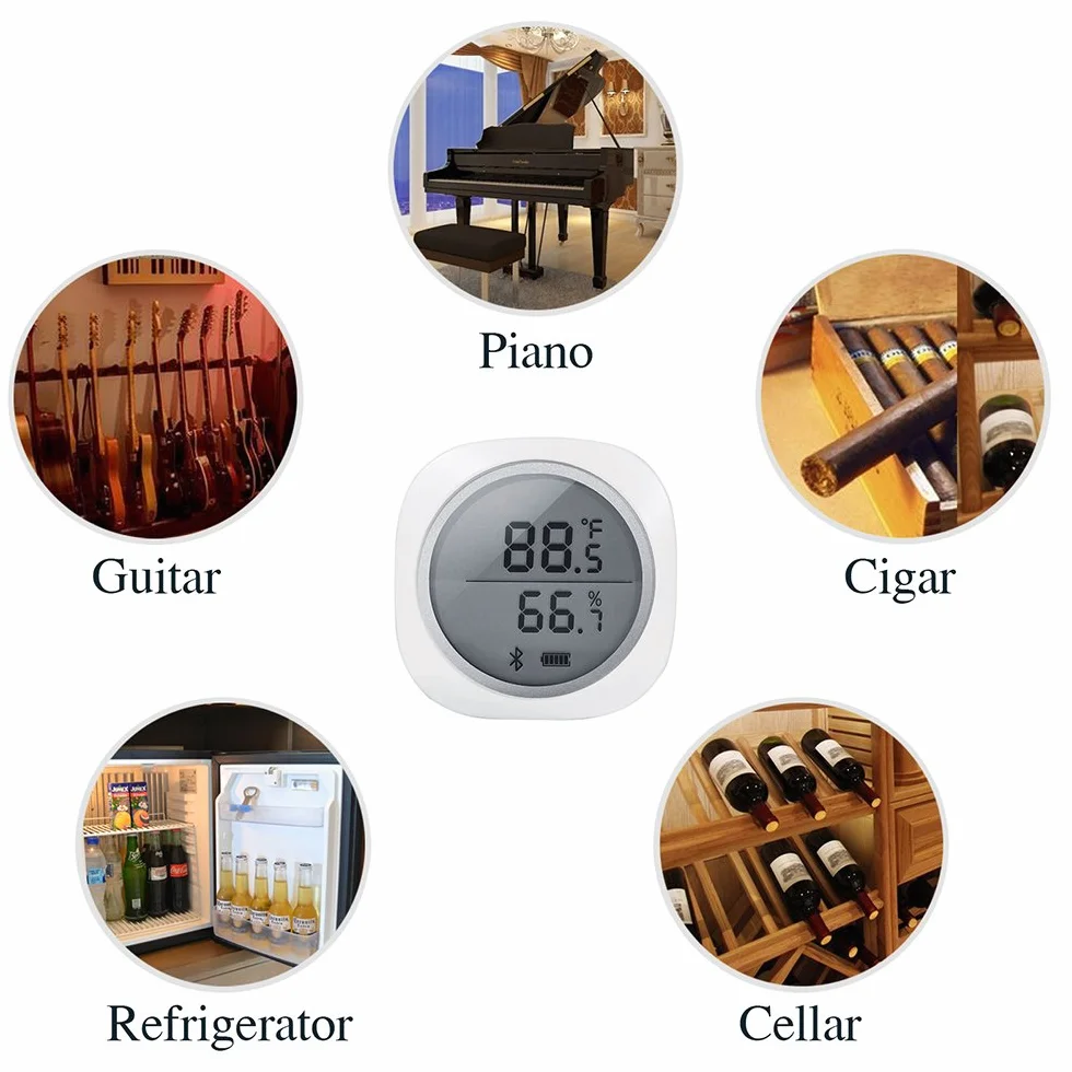 Inkbird IBS-TH1 Plus Bluetooth Registrador de Temperatura y Humedad Data Logger Termometro Digital con Sonda Externa y LCD Pantalla, Eléctrica de 2* Batería para Caja de Cigarro, Reptile Terrario
