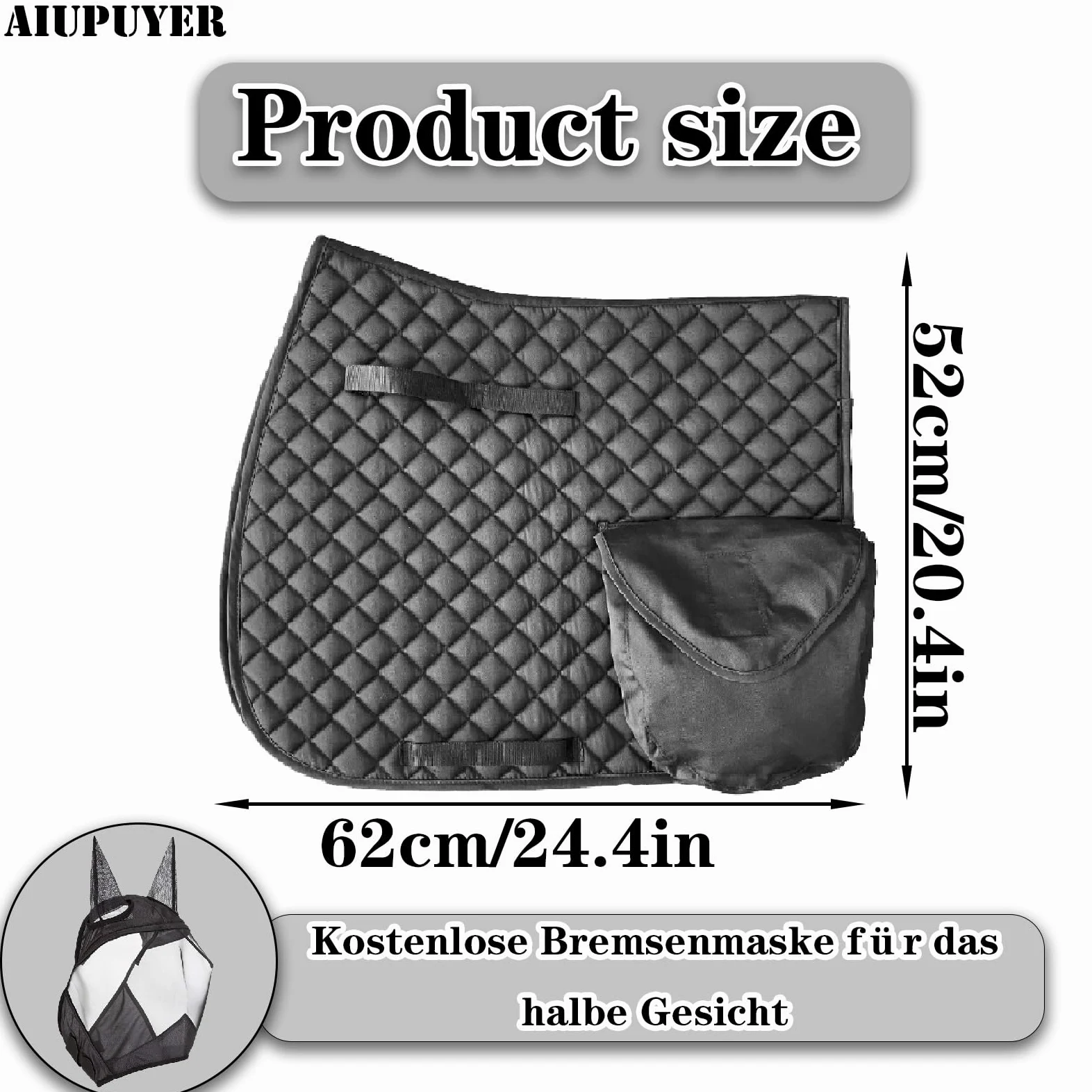Funda Para Montar Caballo Sin Silla, MáScara Contra Insectos Con Orejas Funda De Silla Inglesa De Uso General, para PrevencióN De Lesiones CojíN Transpirable HipoalergéNico Y Absorbente De Impactos