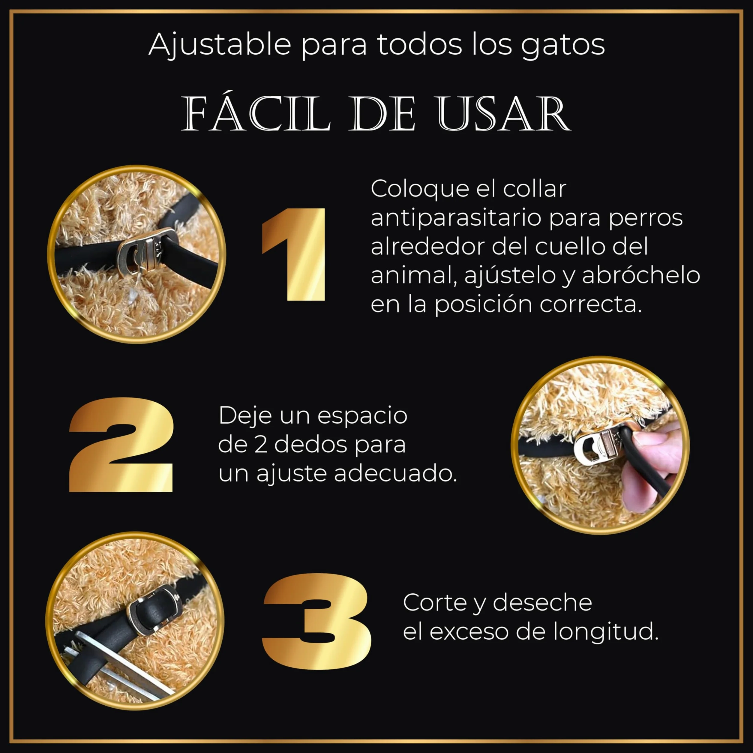 Pack de 4 Collares Antiparasitarios para Gatos, 24 Meses de Protección contra Pulgas, Garrapatas y Mosquitos – 100 % Natural, Impermeable, Ajustable, para Todos los Tamaños.