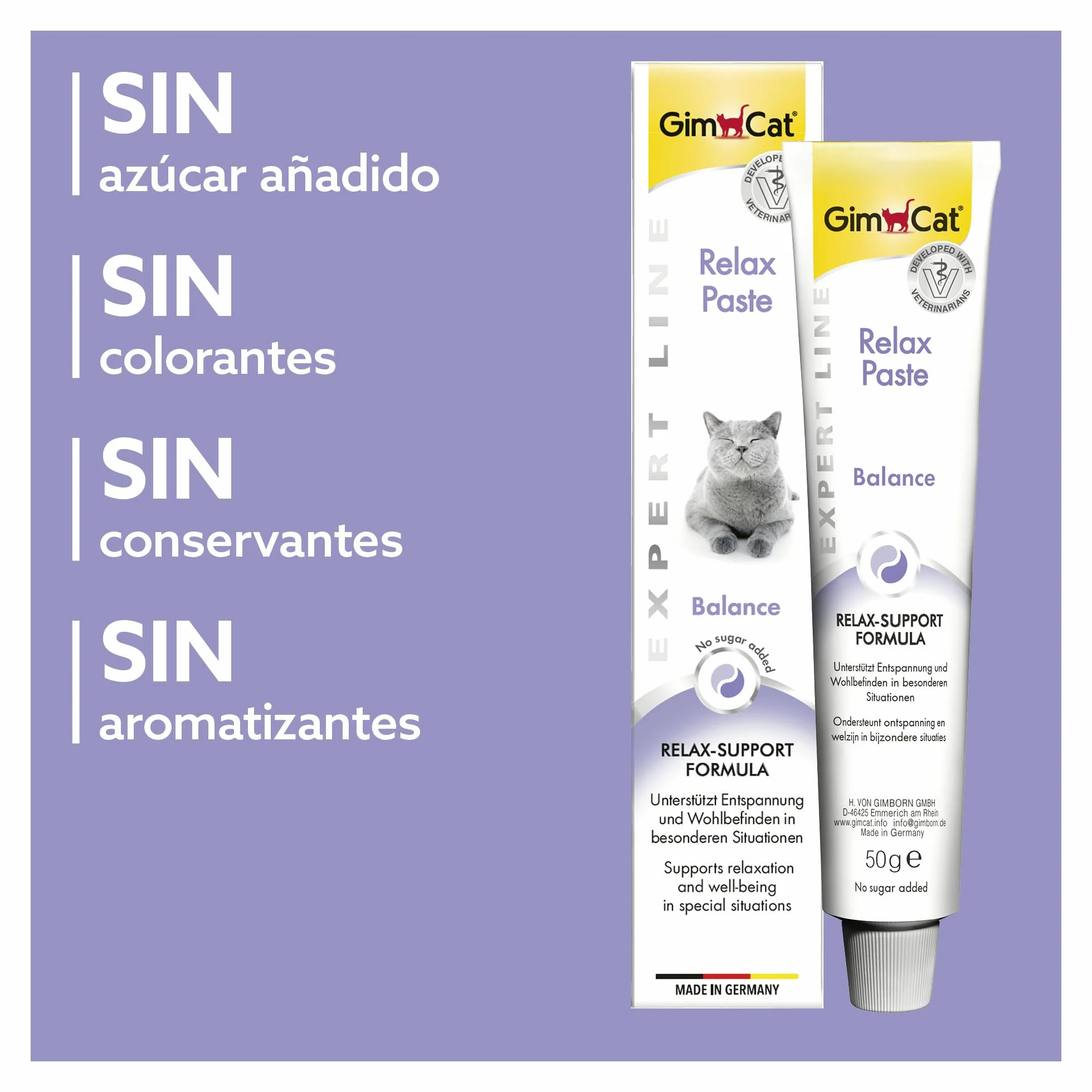 GimCat EXPERT LINE Relax pasta - Snack para gatos funcional que favorece la relajación y el bienestar del gato - 1 tubo (1 x 50 g)