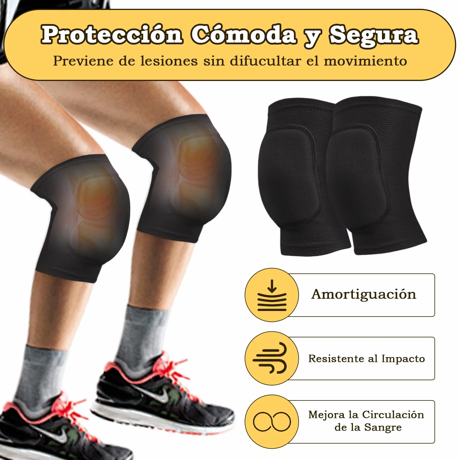 Rodilleras Deportivas Unisex WiseJoy 2 PCS Antideslizantes Elásticas para Voleibol, Fútbol, Baloncesto