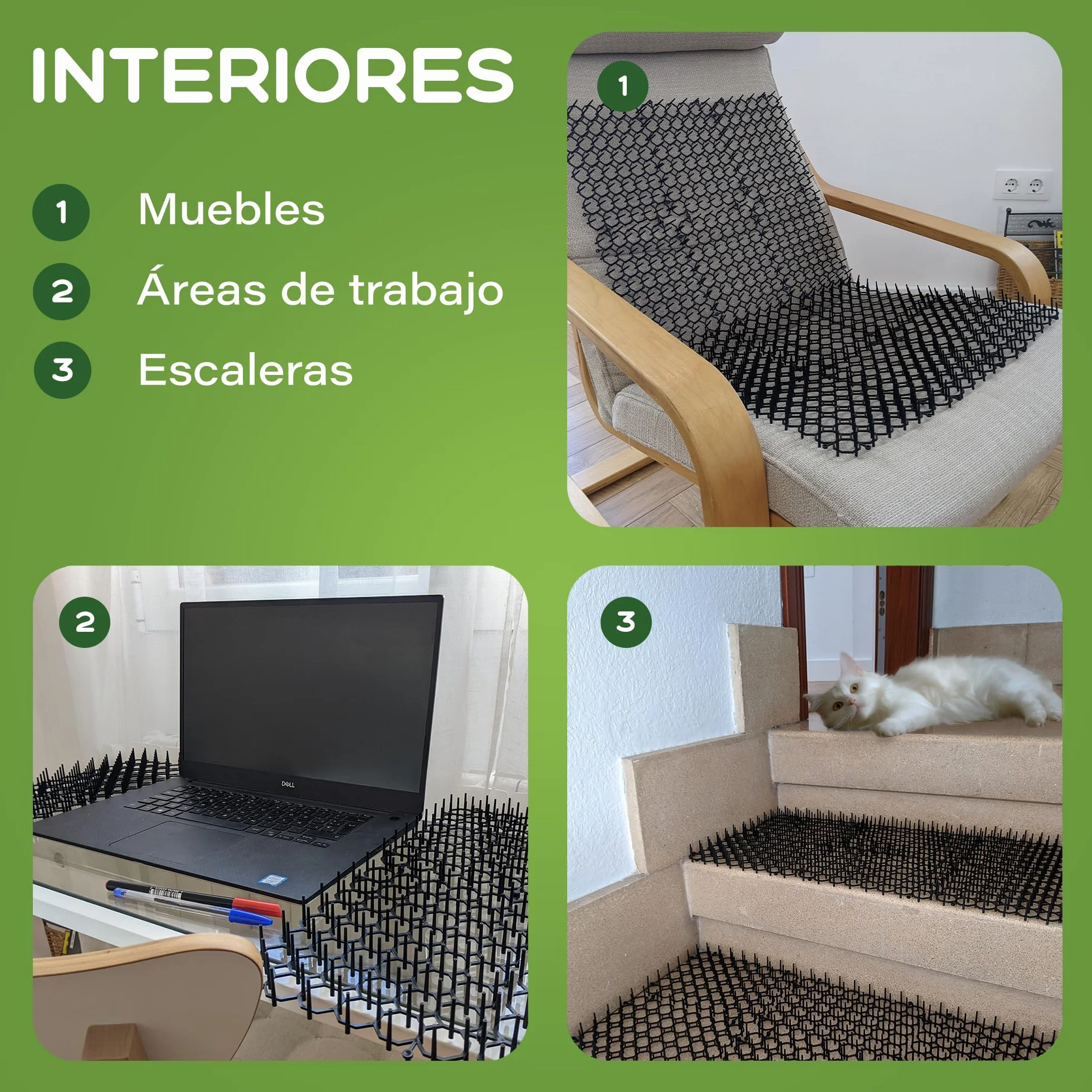 Pinchos Anti Gatos, 12 Alfombrillas 15x20cm + 12 Anclajes + 20 Bridas. Repelente para Gatos Jardin, para Interior y Exterior Mantiene Alejados a los Gatos (12 Alfombrillas 15x20 cm)