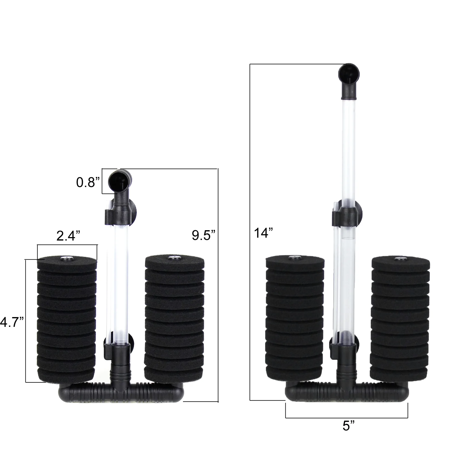 AQUANEAT - Filtro de esponja doble para freír Betta camarones Nano acuario acuario tanque de hasta 55 galones, 4 unidades