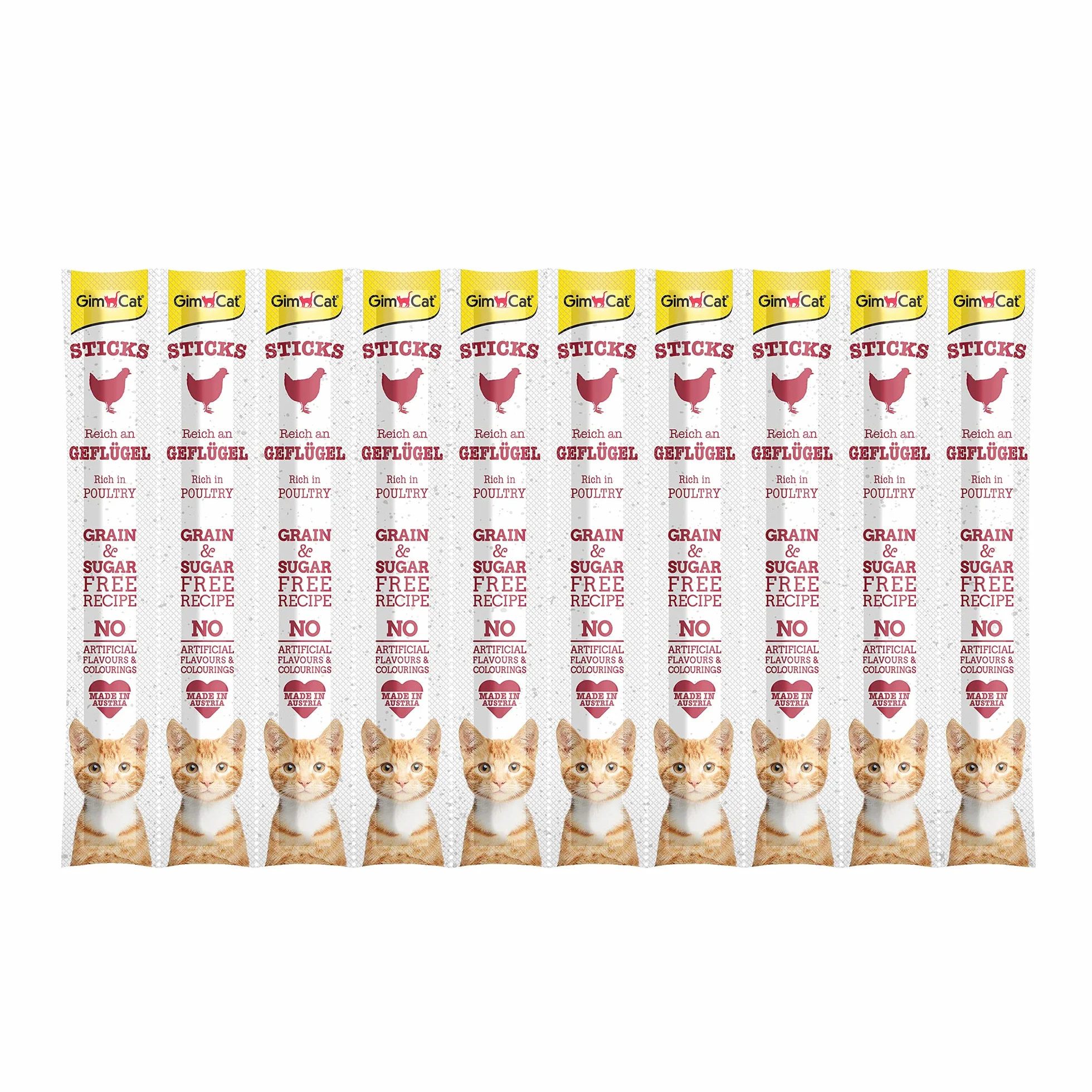 GimCat Sticks ave - Suaves palitos para masticar con alto contenido de carne y sin azúcar añadido - 1 multipack (10 sticks)