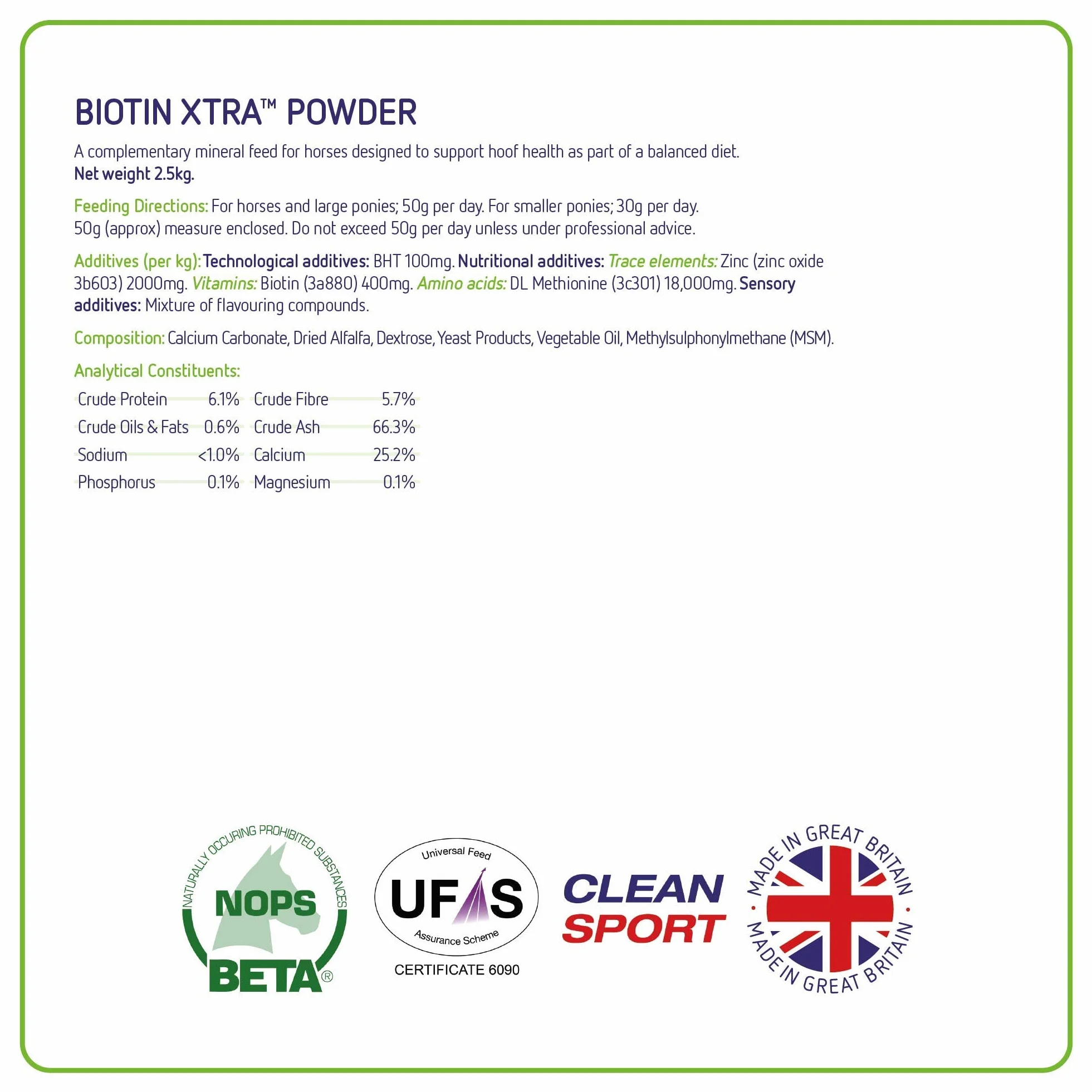 Equine America Biotina Xtra Polvere Integratore per Cavalli e Pony 2,5 kg