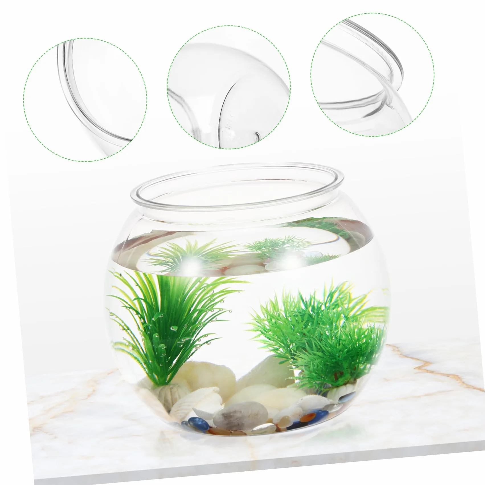 Pecera Plástica Transparente Redonda para Escritorio Acuario Pequeño Durable de Pet Decoración para Oficina y Resistente a para Peces Betta y Tortugas