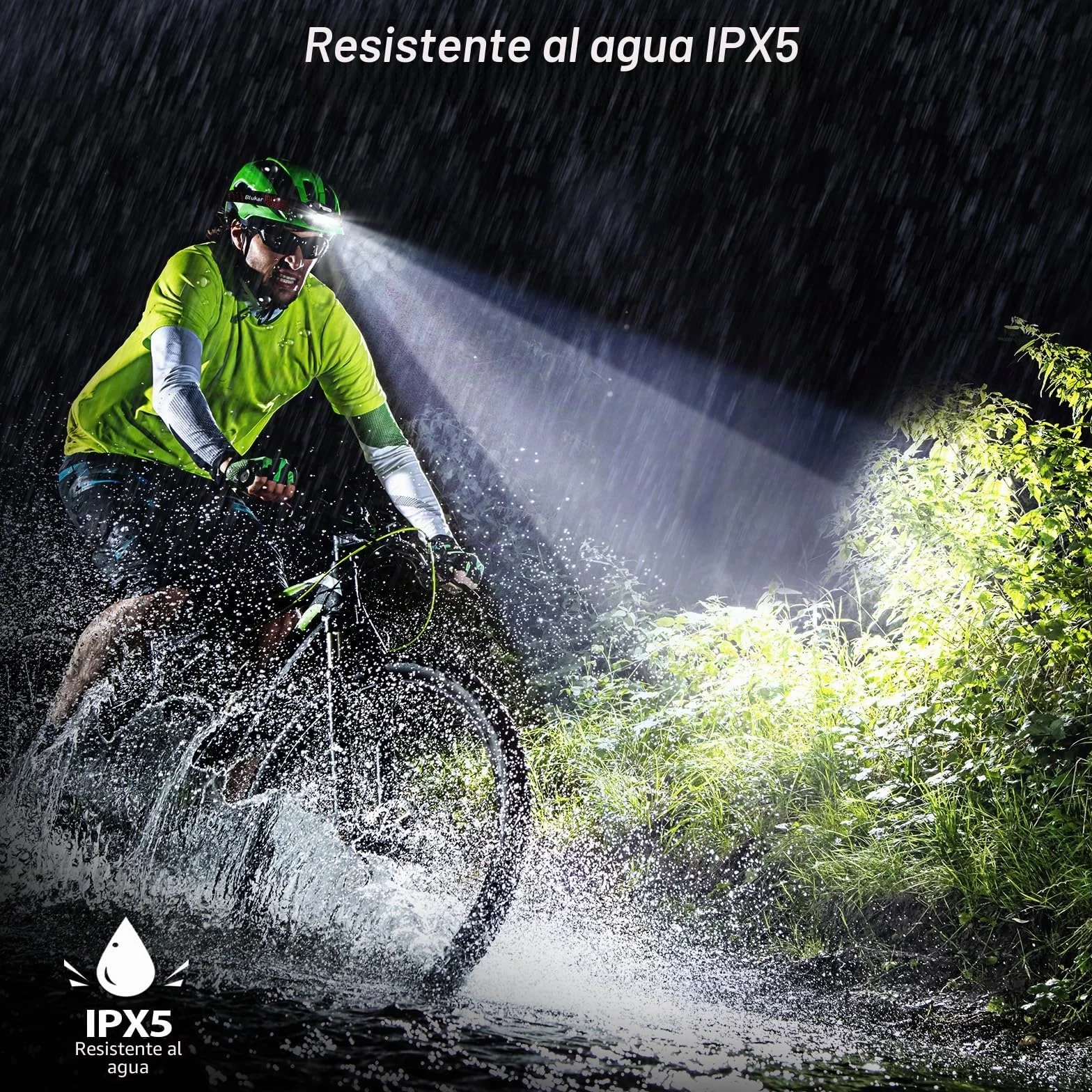 Blukar Linterna Frontal LED Recargable 2000L, IPX5 Impermeable, 30h Funcionamiento, 6 Modos