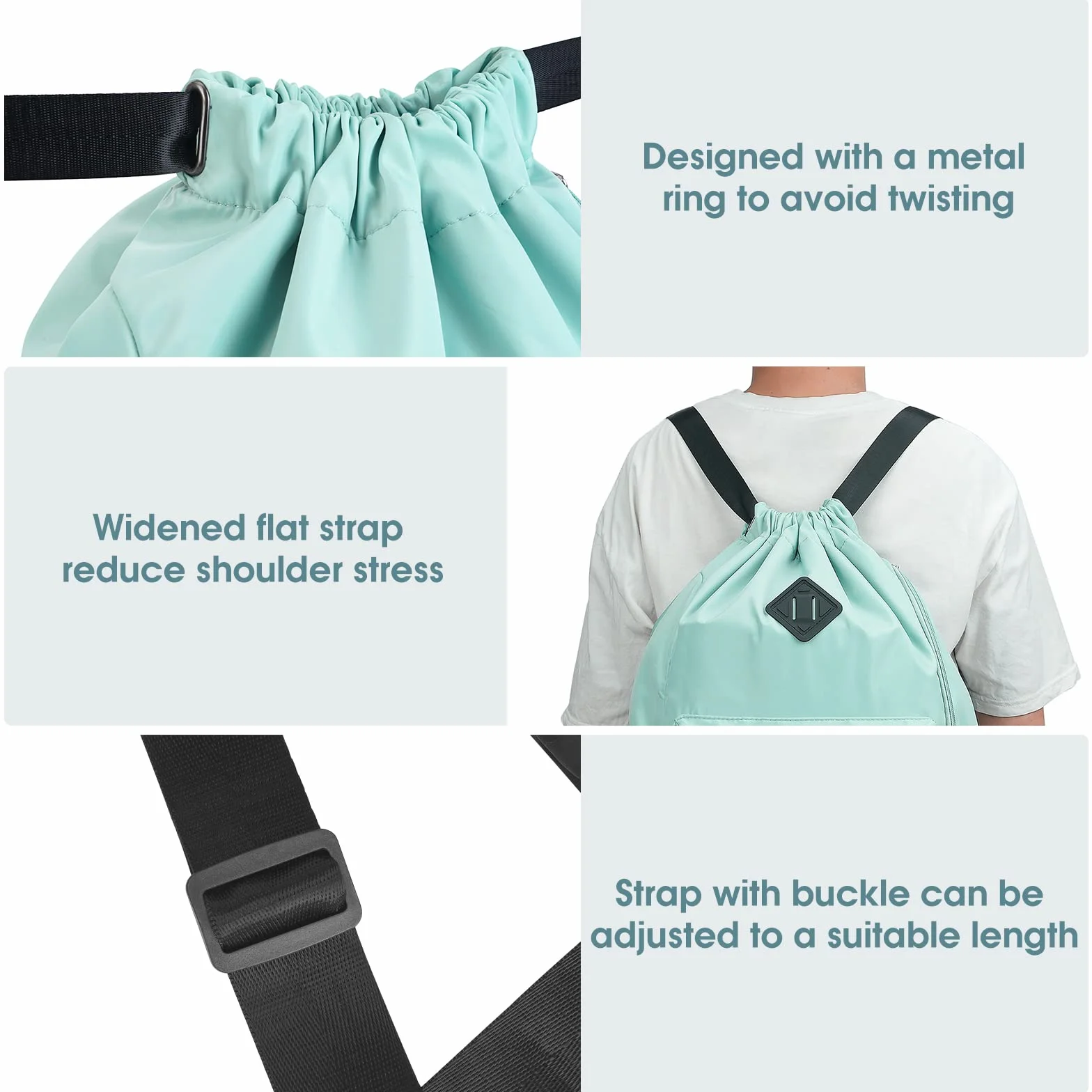 WANDF Mochila de deporte con compartimento para zapatos, resistente al agua, Verde Menta
