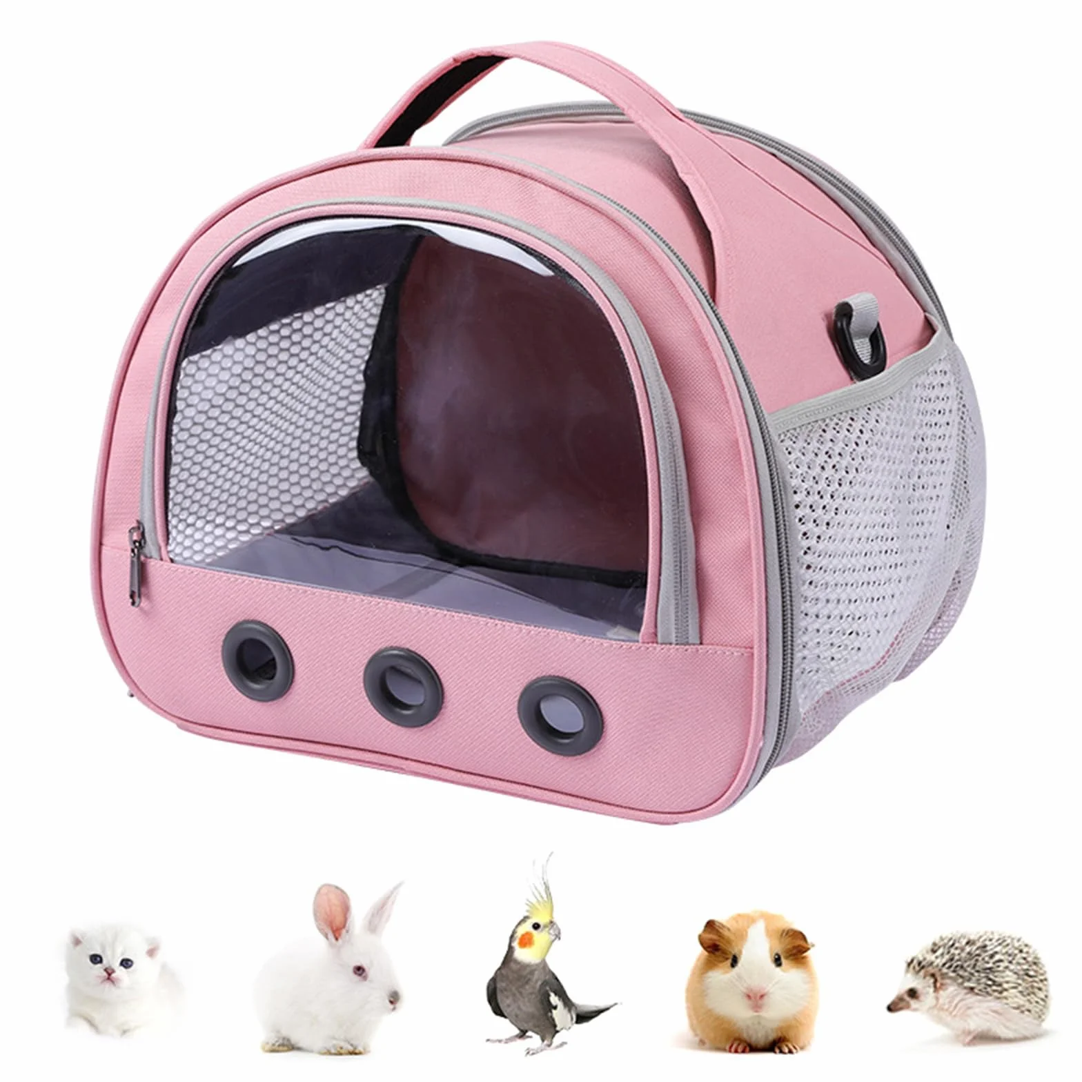 Transportador transparente para mascotas, jaula de viaje transparente portátil, contenedor de transporte, jaula de viaje para pájaros, ratas, hámsters y otros animales pequeños