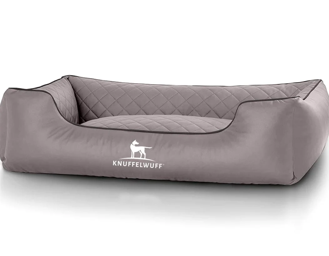 Knuffelwuff 13979-010 Madison - Cama ortopédica para Perros de Piel sintética Acolchada con láser, 105 x 75 cm, Color Gris