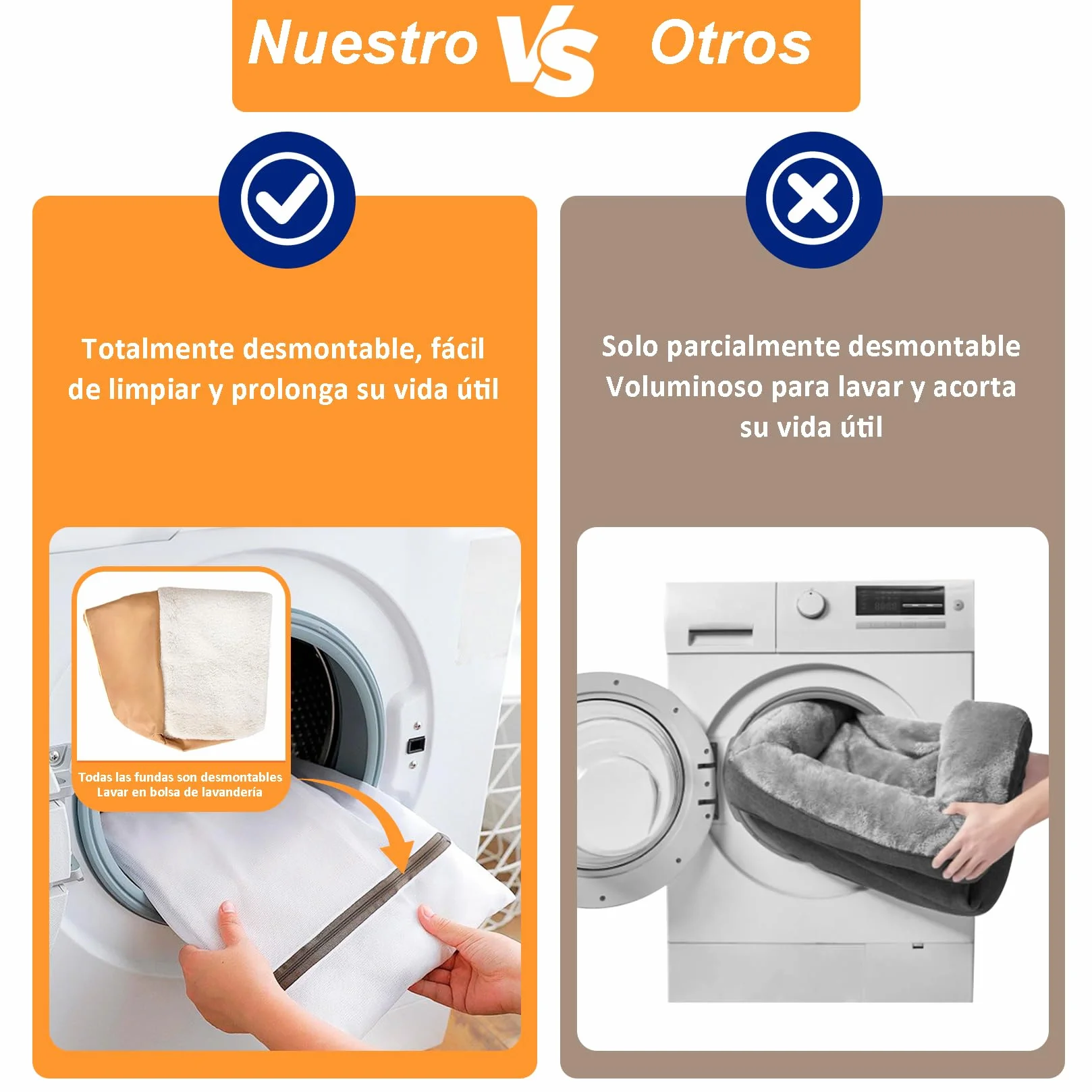 BingoPaw Cama Perro Ortopédica Extra Grande 105x75x21cm, Sofá Perro con Funda Desenfundable y Lavable, Colchon Perro con Superficie Impermeable y Fondo Antideslizante, Beige, XL