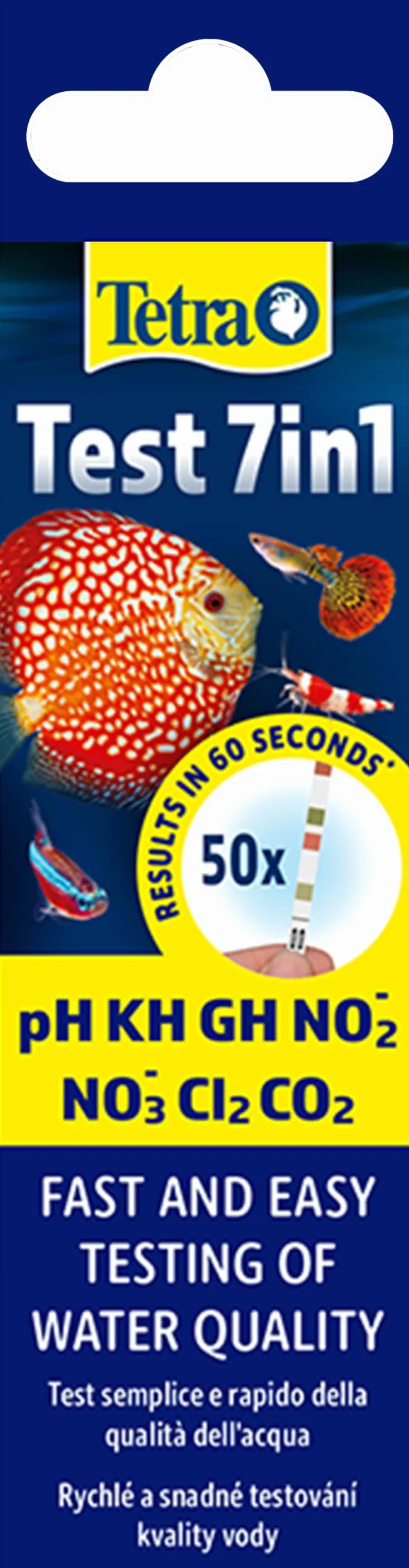 Tetra Test 7in1 - Test de agua para acuarios, control rápido y sencillo de la calidad del agua, 1 paquete (50 tiras reactivas)