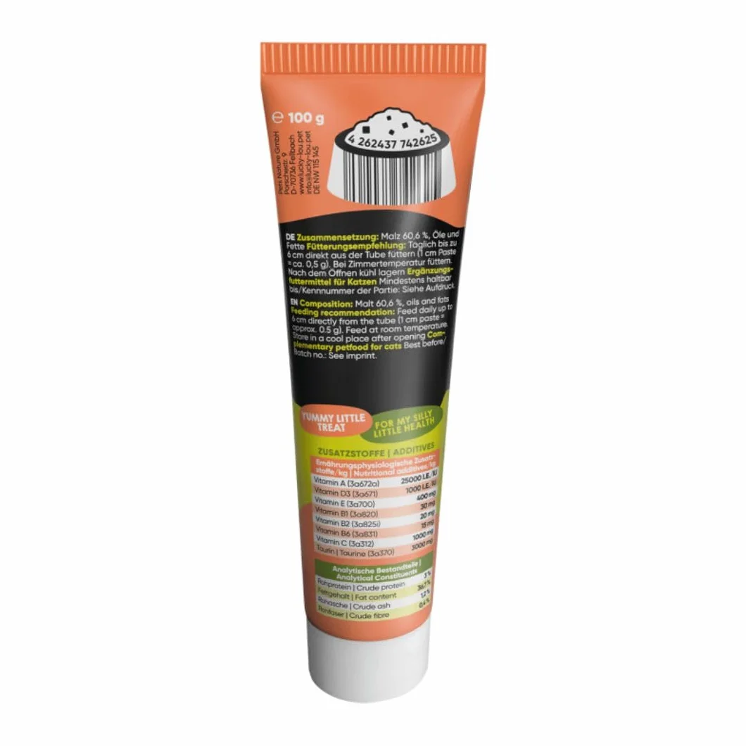 ANIMALUJOS Malta en Tubo para Gatos Lucky Lou, 100 g, Vitamínica y Antibolitas de Pelo, Fácil de Usar para Gatos de Todas Las Edades - Lucky LOU