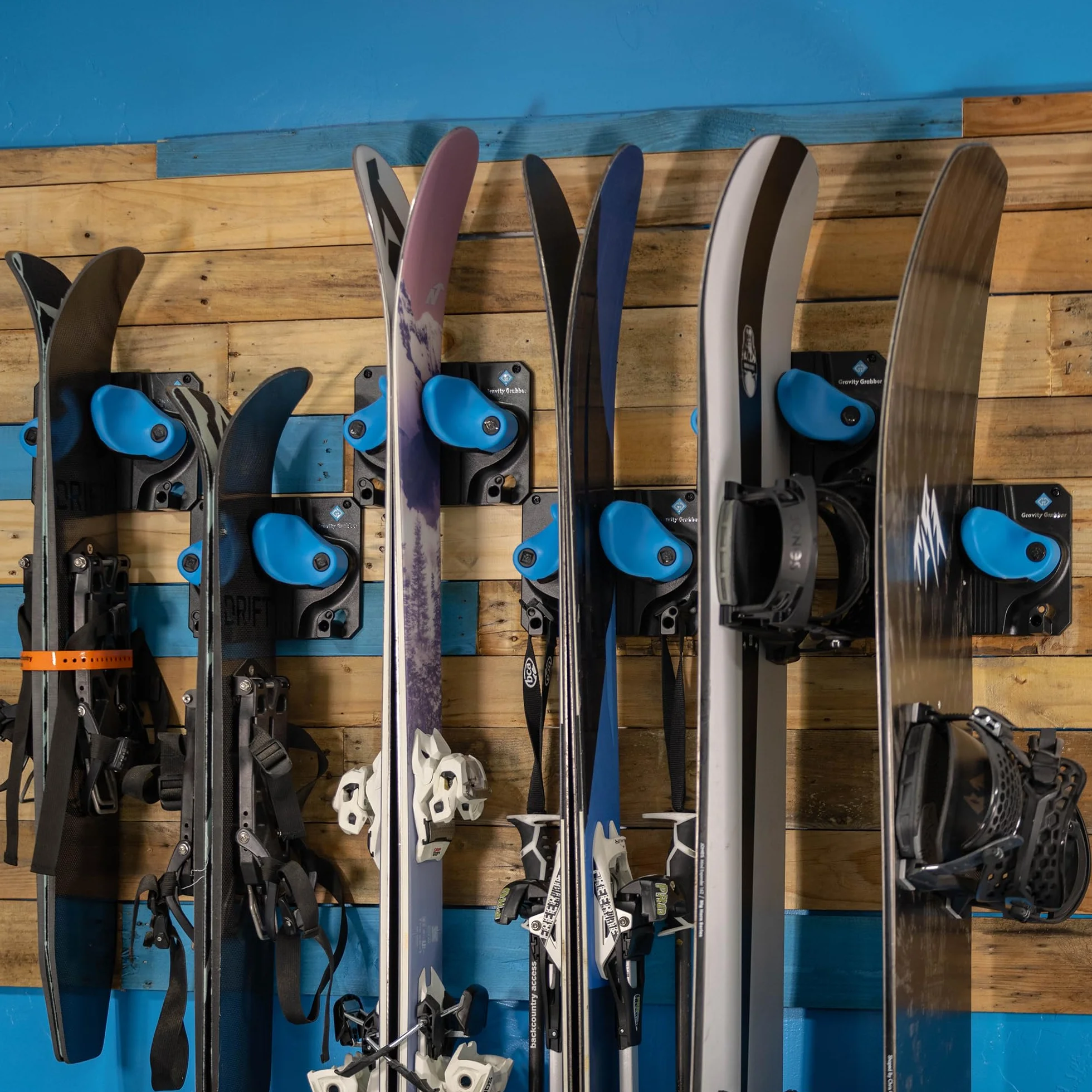 Gravity Grabber Estante de Pared para Esquí y Snowboard - Azul Verdoso